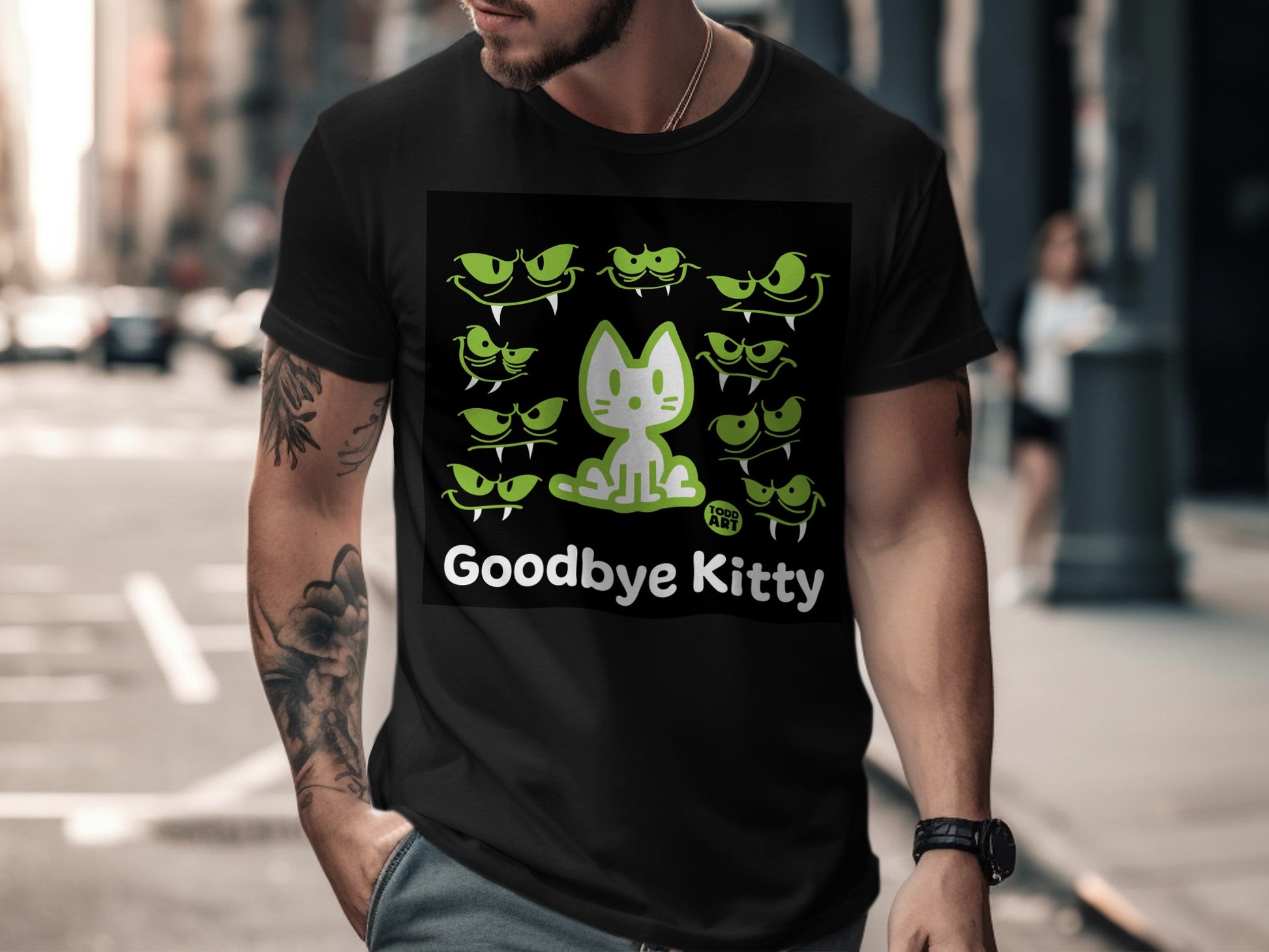 Goodbye Kitty Graphic Print Tee Shirt