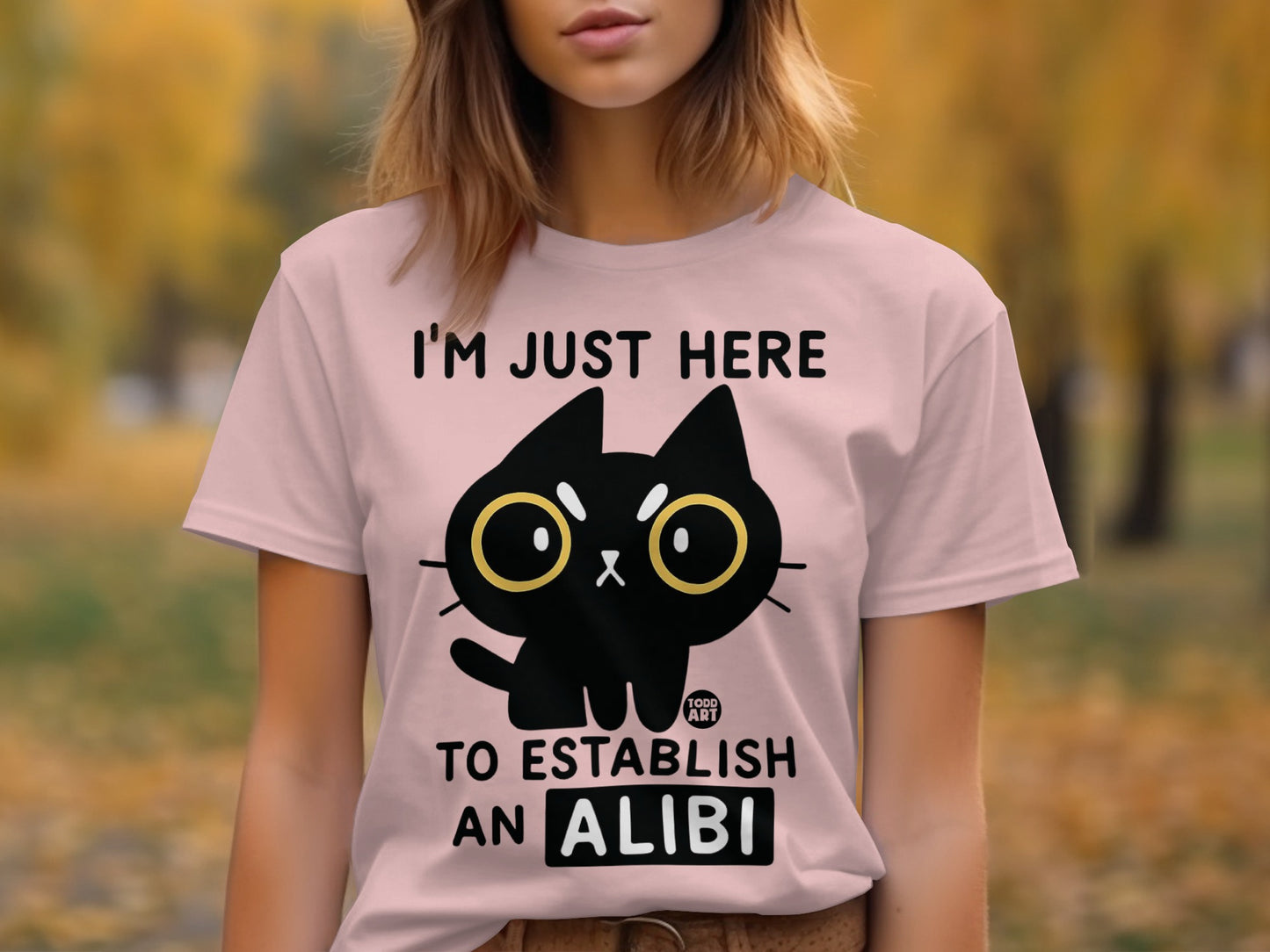Cute Cat Design Funny Alibi Statement Graphic T-shirt