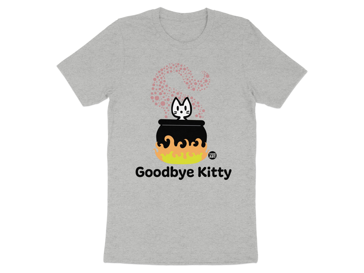 Goodbye Kitty Cute Witch Cauldron Graphic T-shirt