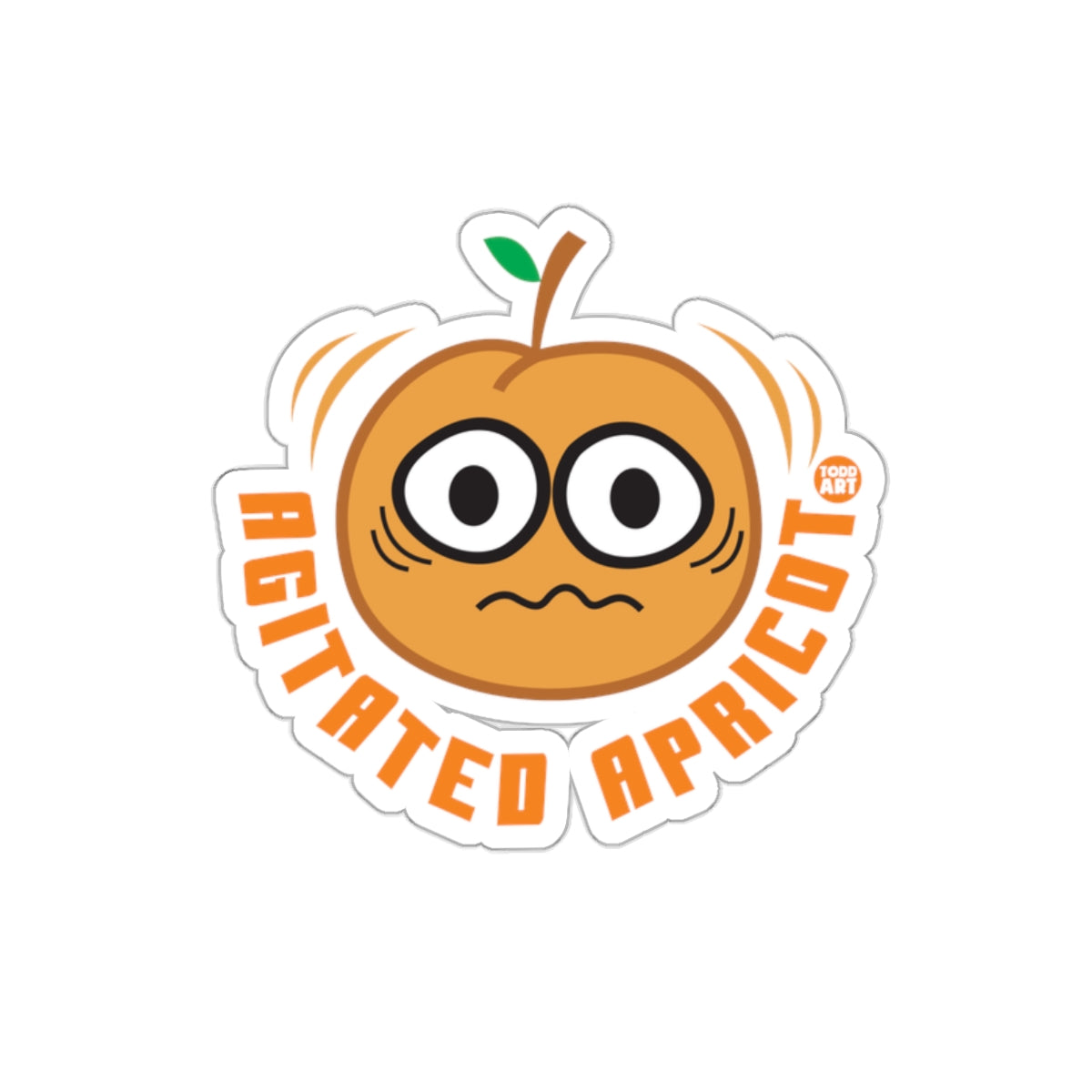 Agitated Apricot Funny Character Sticker Design