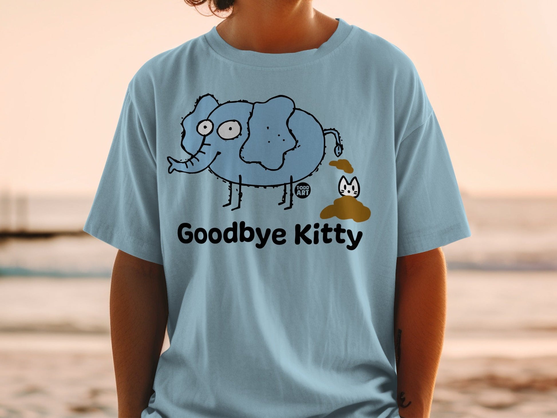 Goodbye Kitty Elephant Art Print Funny Shirt