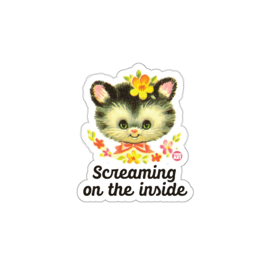 Screaming On The Inside Cat Sticker For All Ages