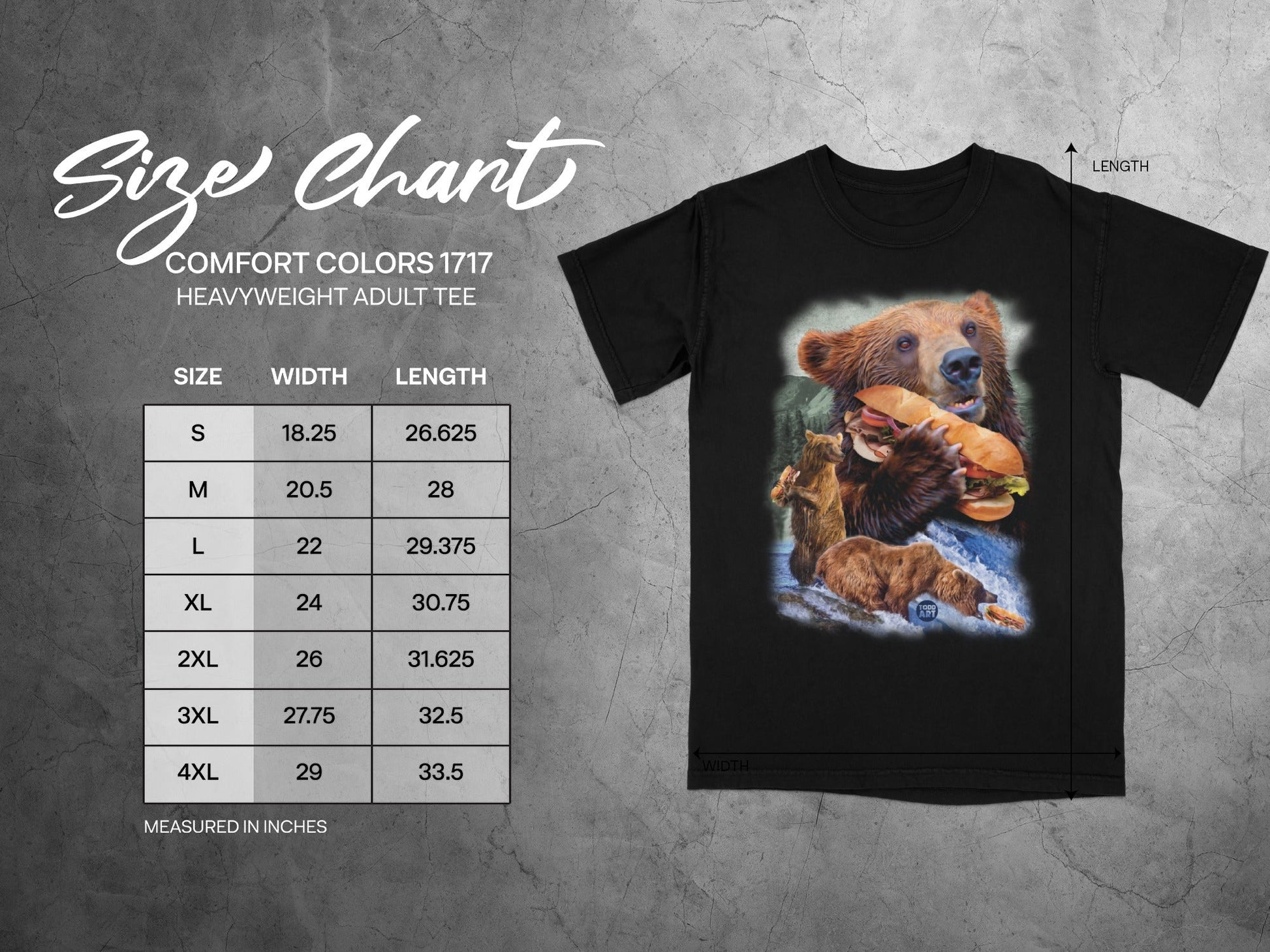 Bear with Sandwich Graphic Heavyweight Adult Tee