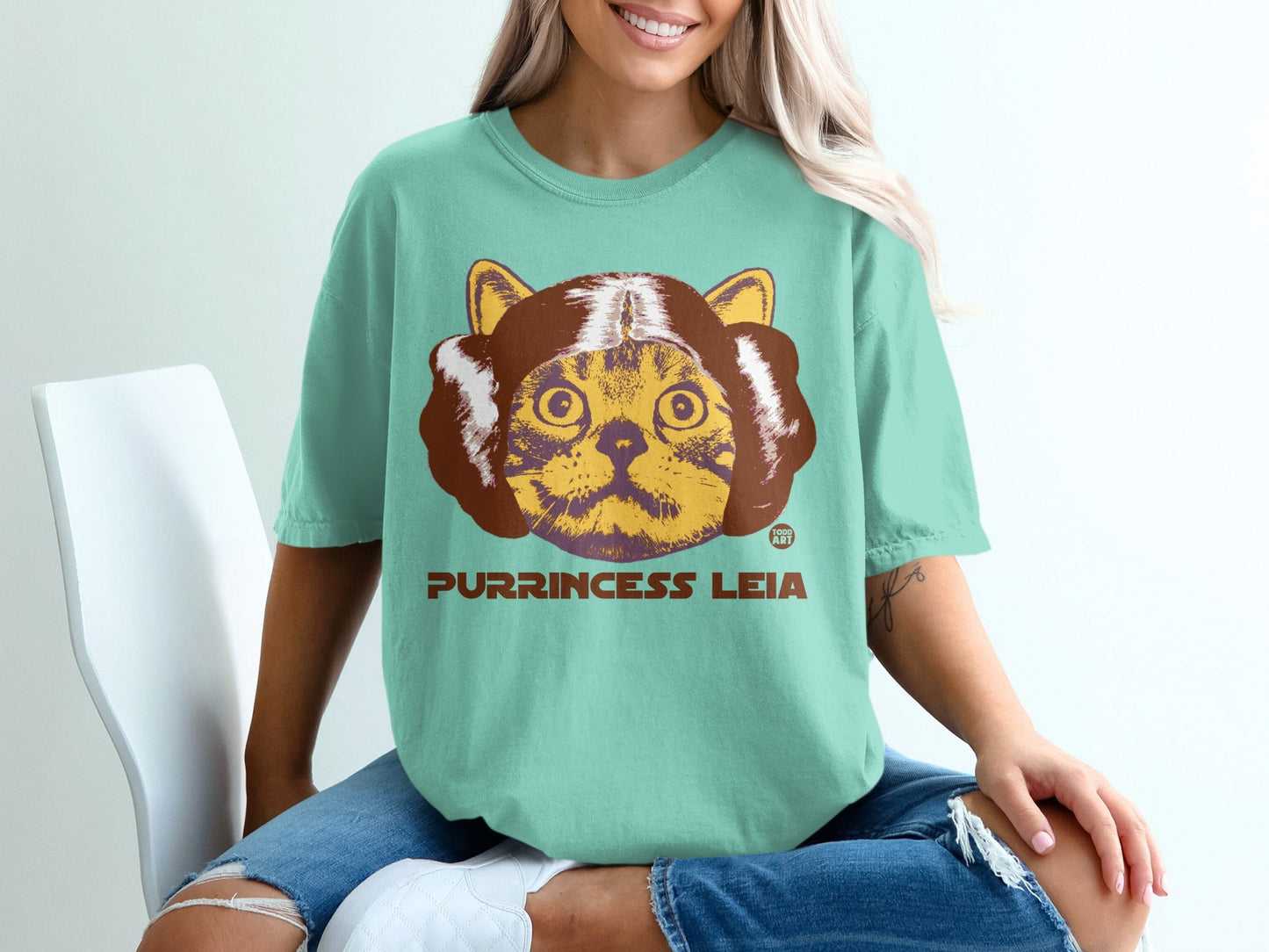 Purrincess Leia Retro Cat Graphic T-Shirt