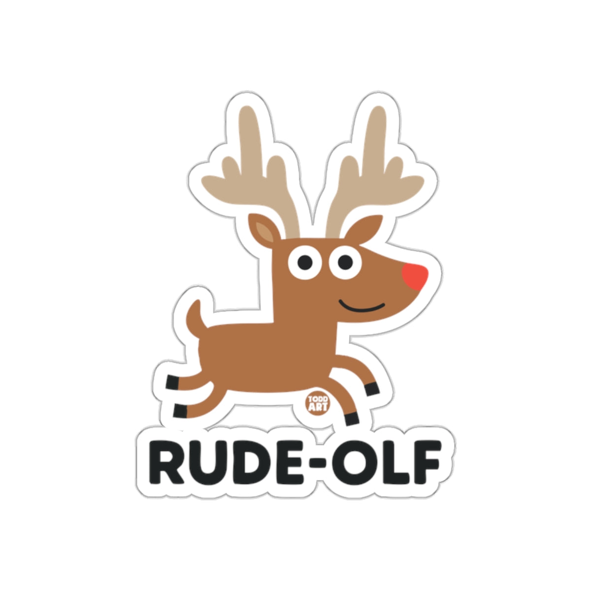 Rude-Olf Funny Reindeer Sticker for Christmas Decor