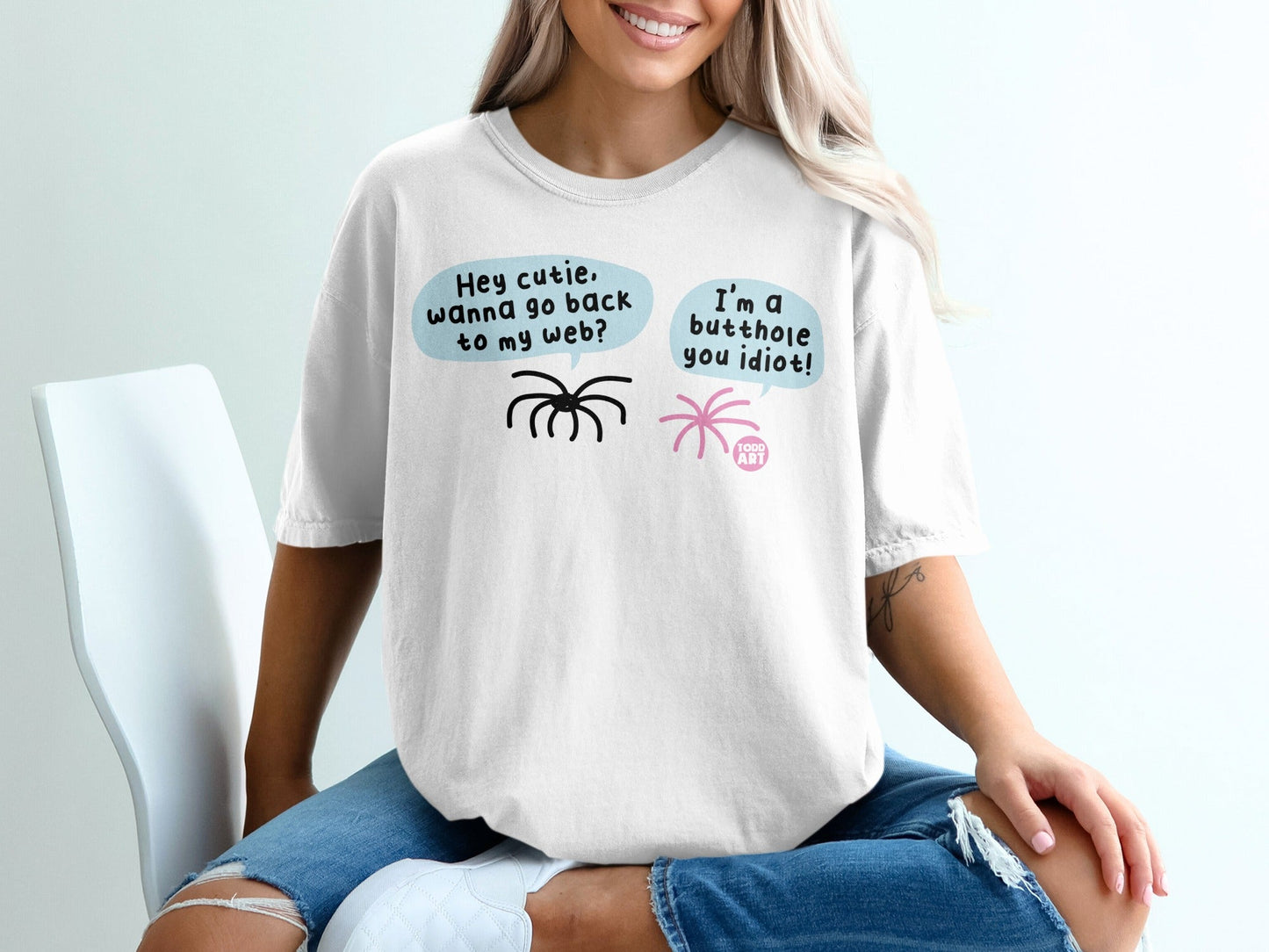 Hey Cutie Wanna Go Back to My Web Funny Shirt