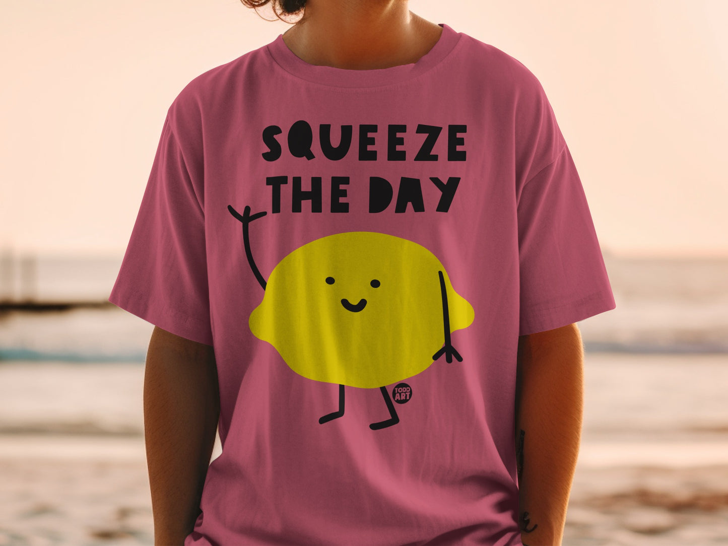 Squeeze The Day Funny Lemon Cartoon Todd Art T-Shirt