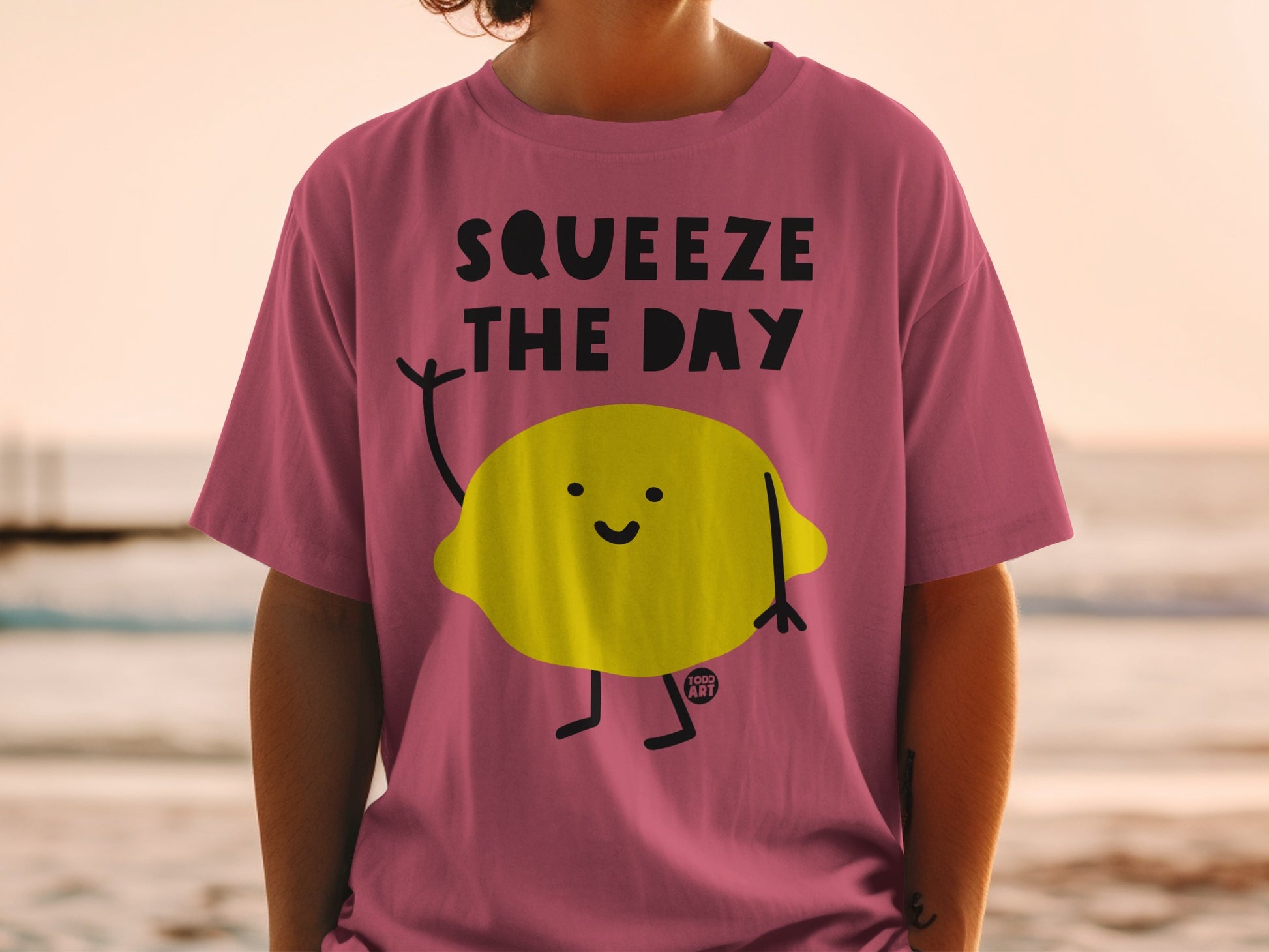 Squeeze The Day Funny Lemon Cartoon Todd Art T-Shirt