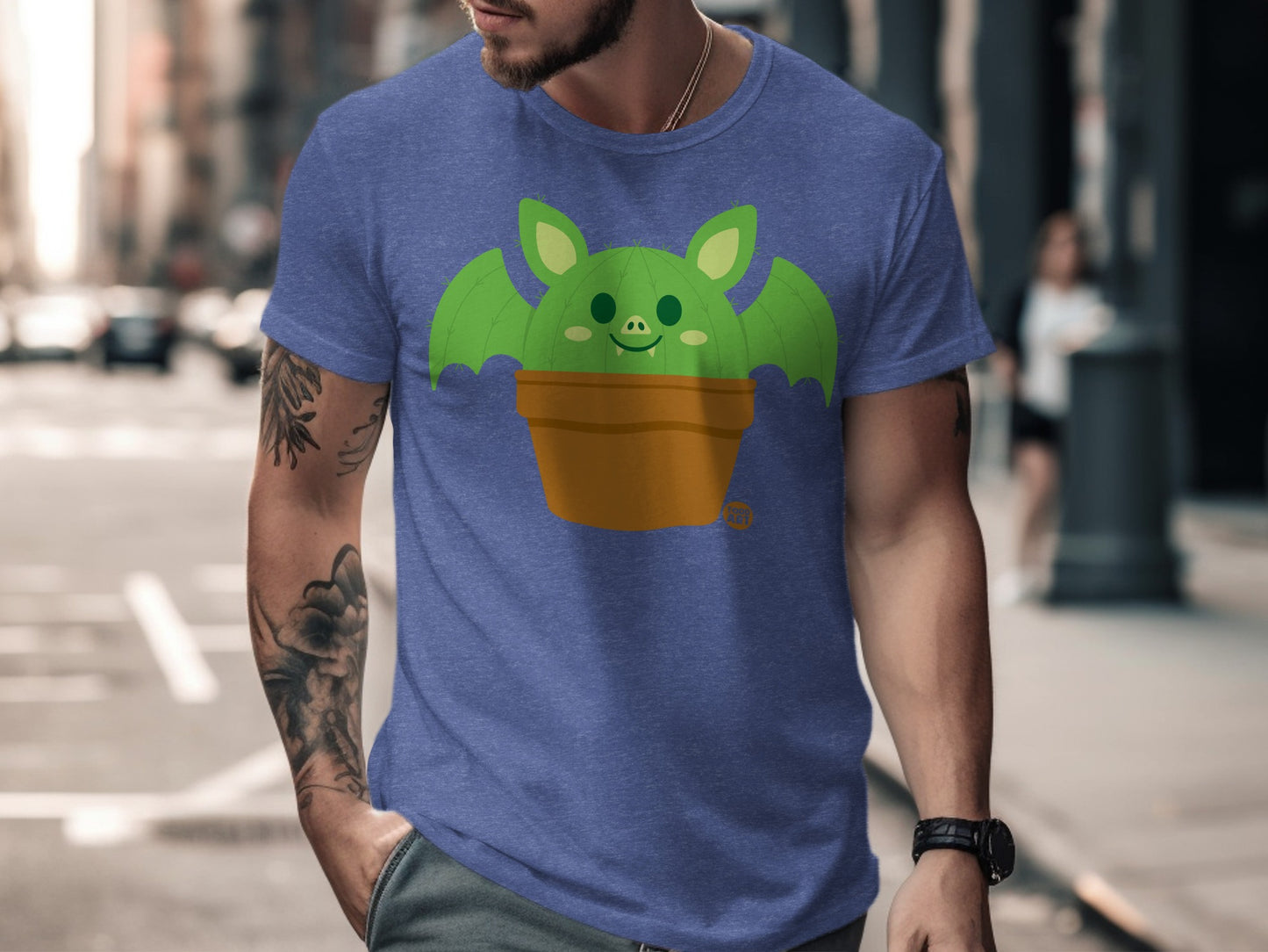 Cute Bat in Flowerpot Graphic Tee Shirt Design