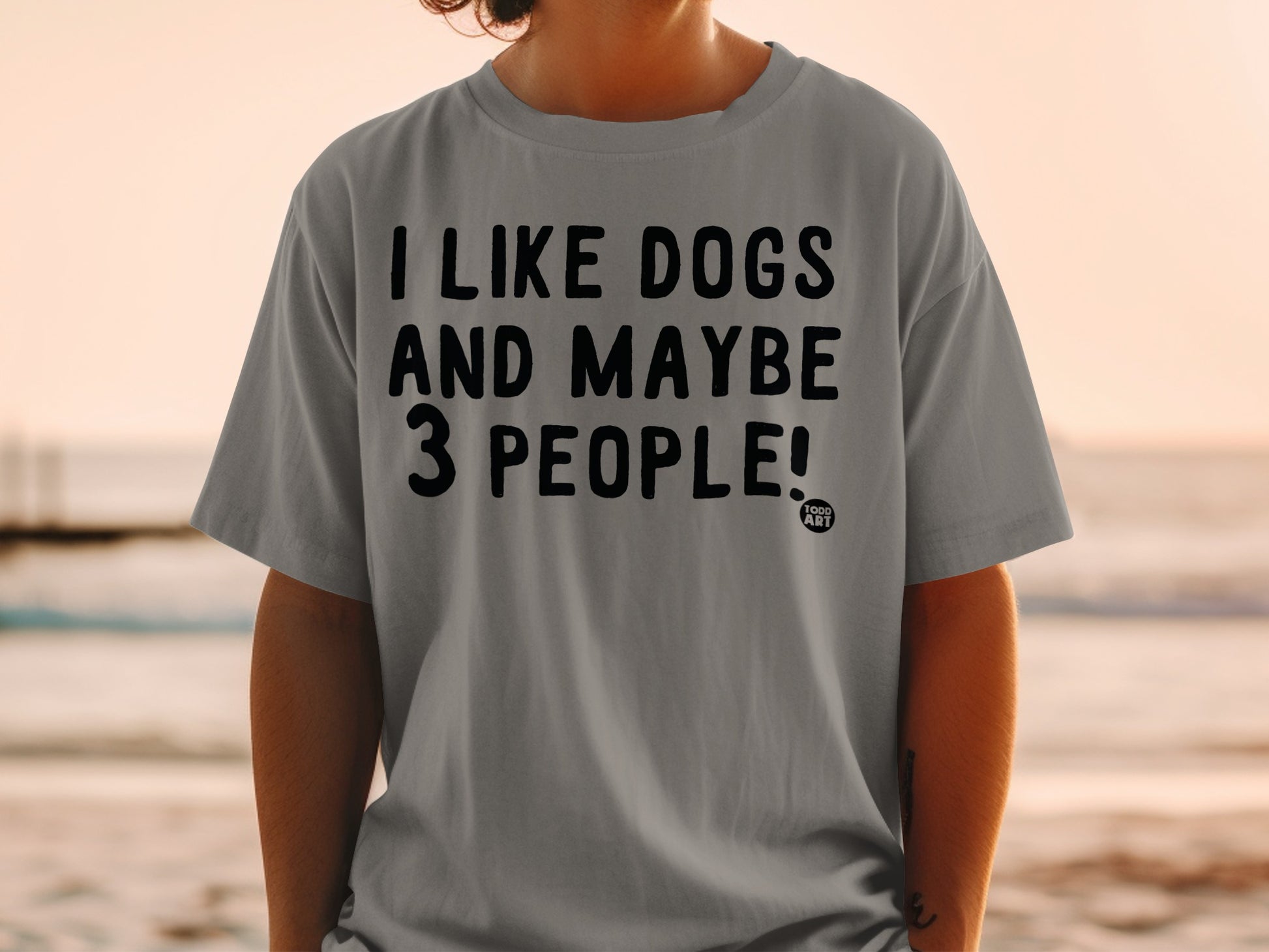 I Like Dogs And Maybe 3 People Fun Graphic T-Shirt