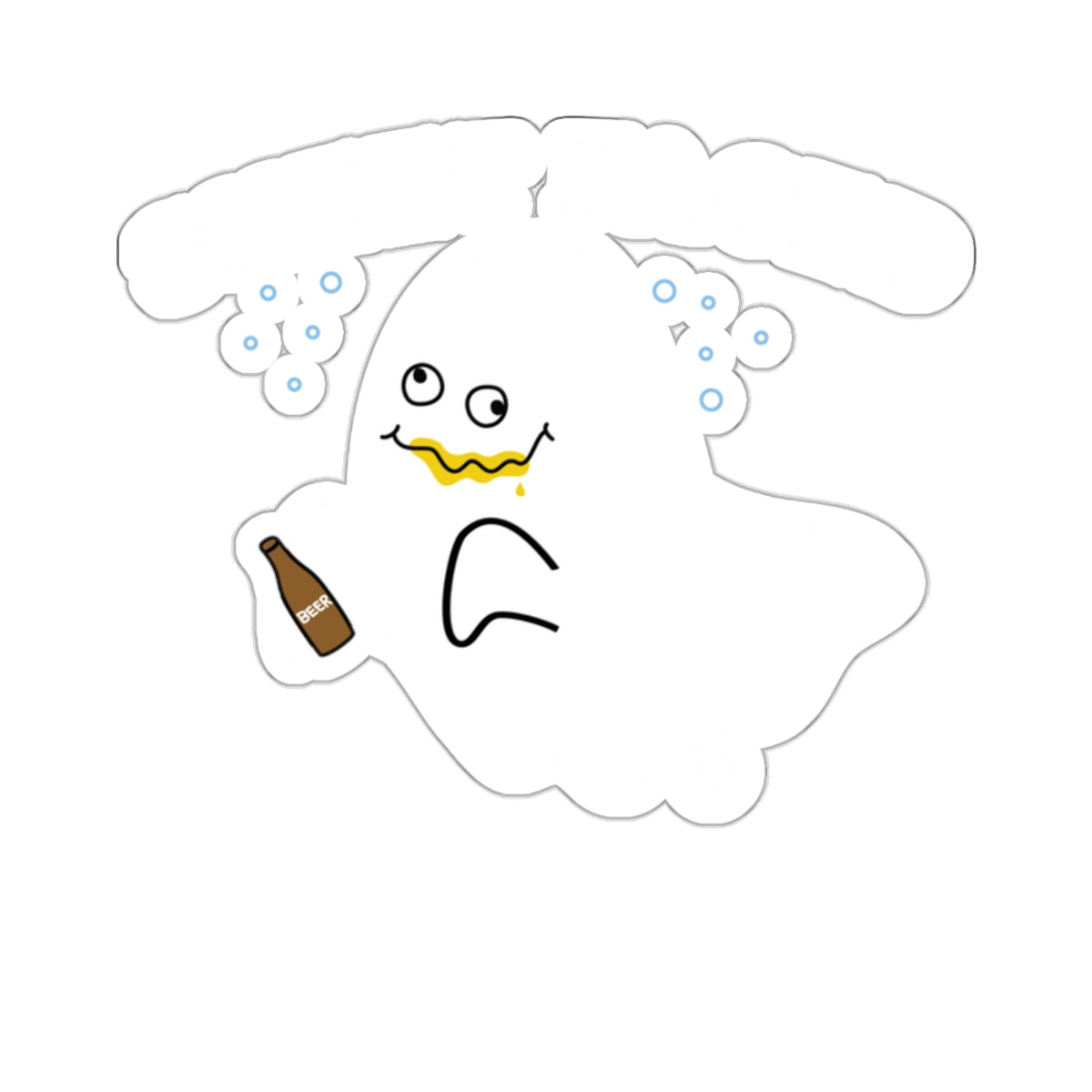 Happy Drunk Ghost Character Beer Bottle Funny 