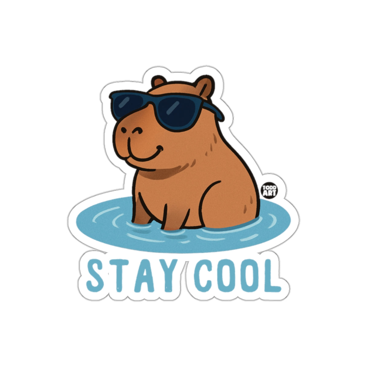 Stay Cool Capybara Sticker with Sunglasses Design