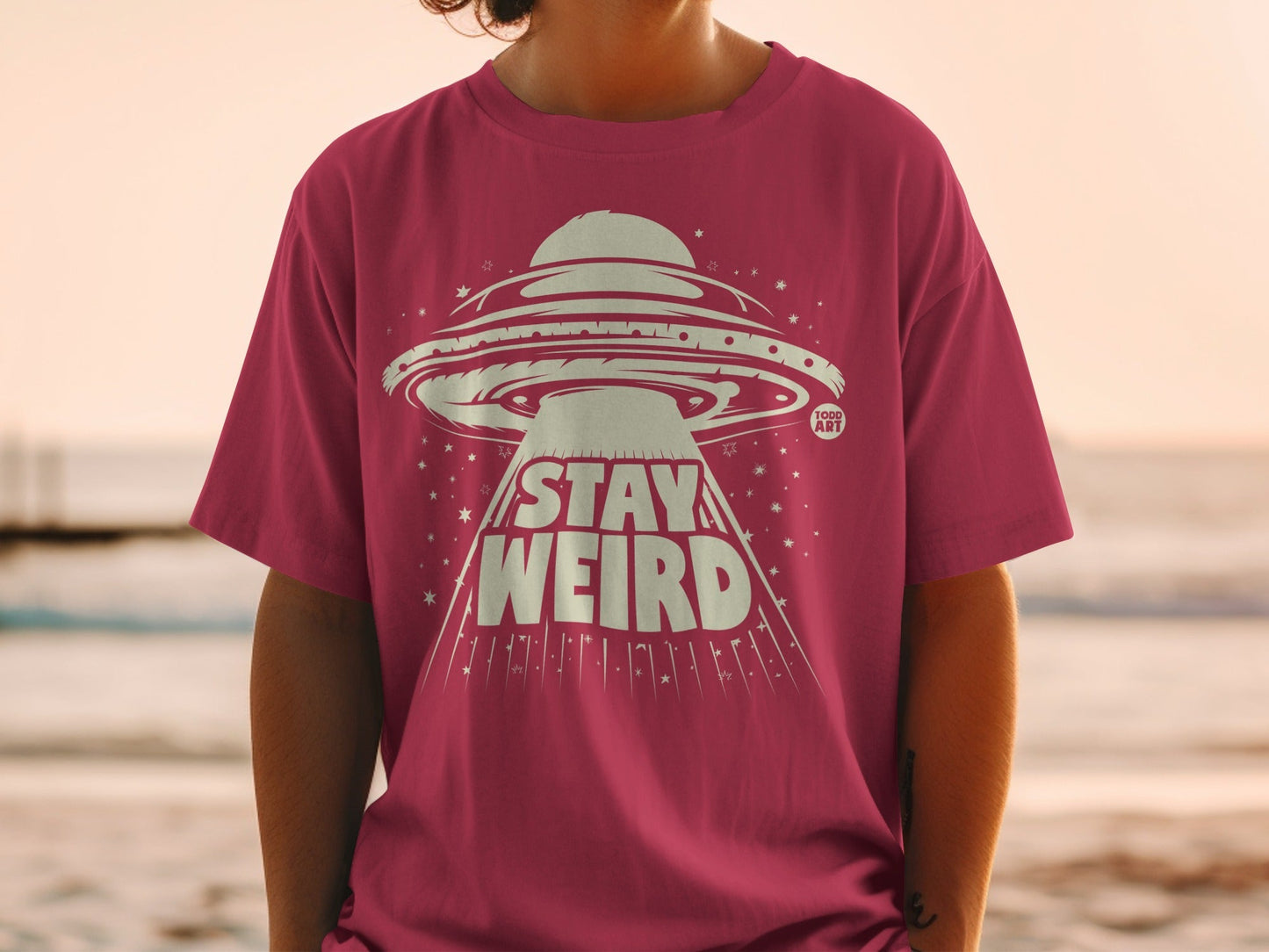 Stay Weird UFO Design Graphic T-Shirt