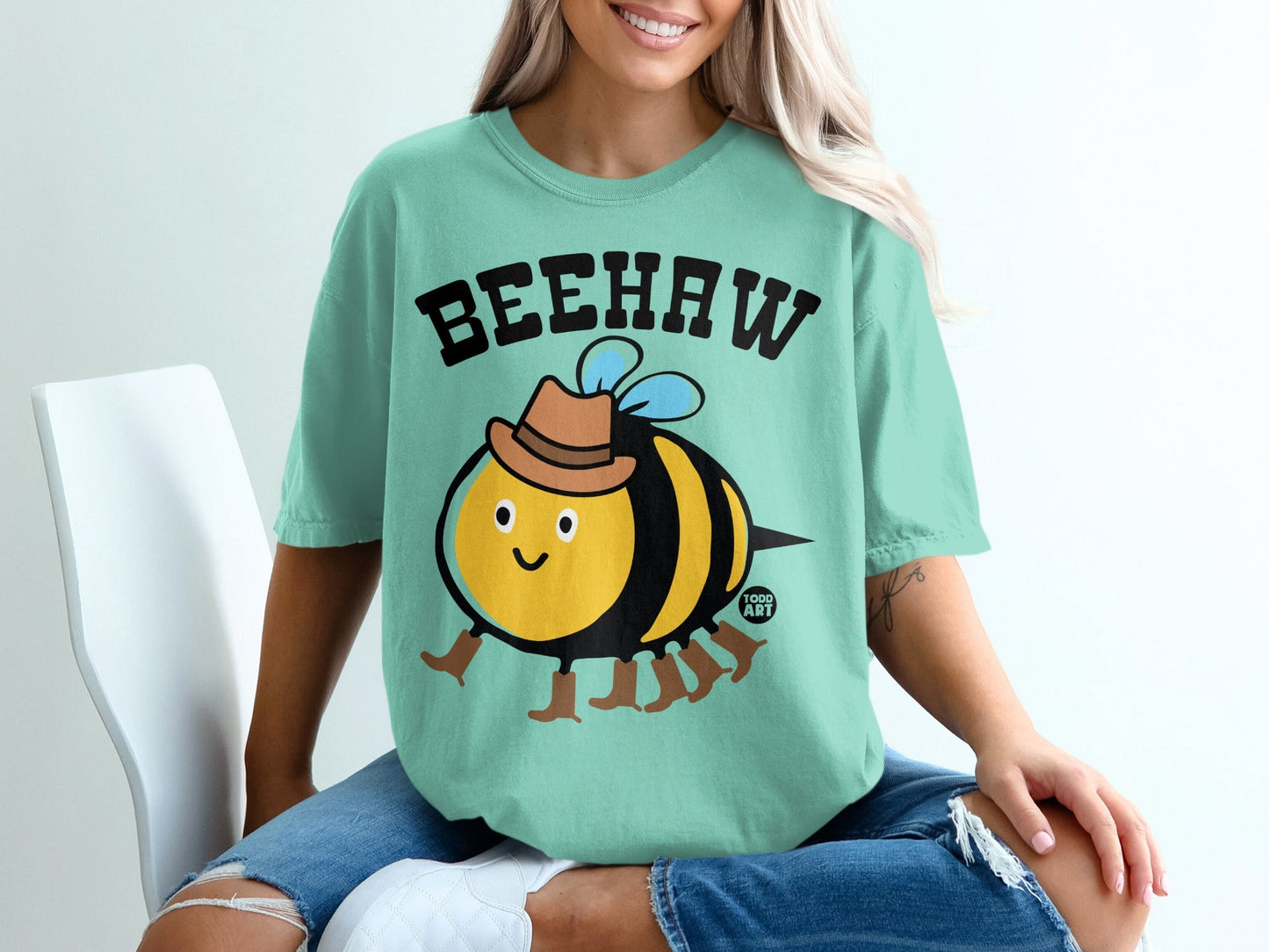 Beehaw Graphic Tee with Cute Bee Design Todd Art