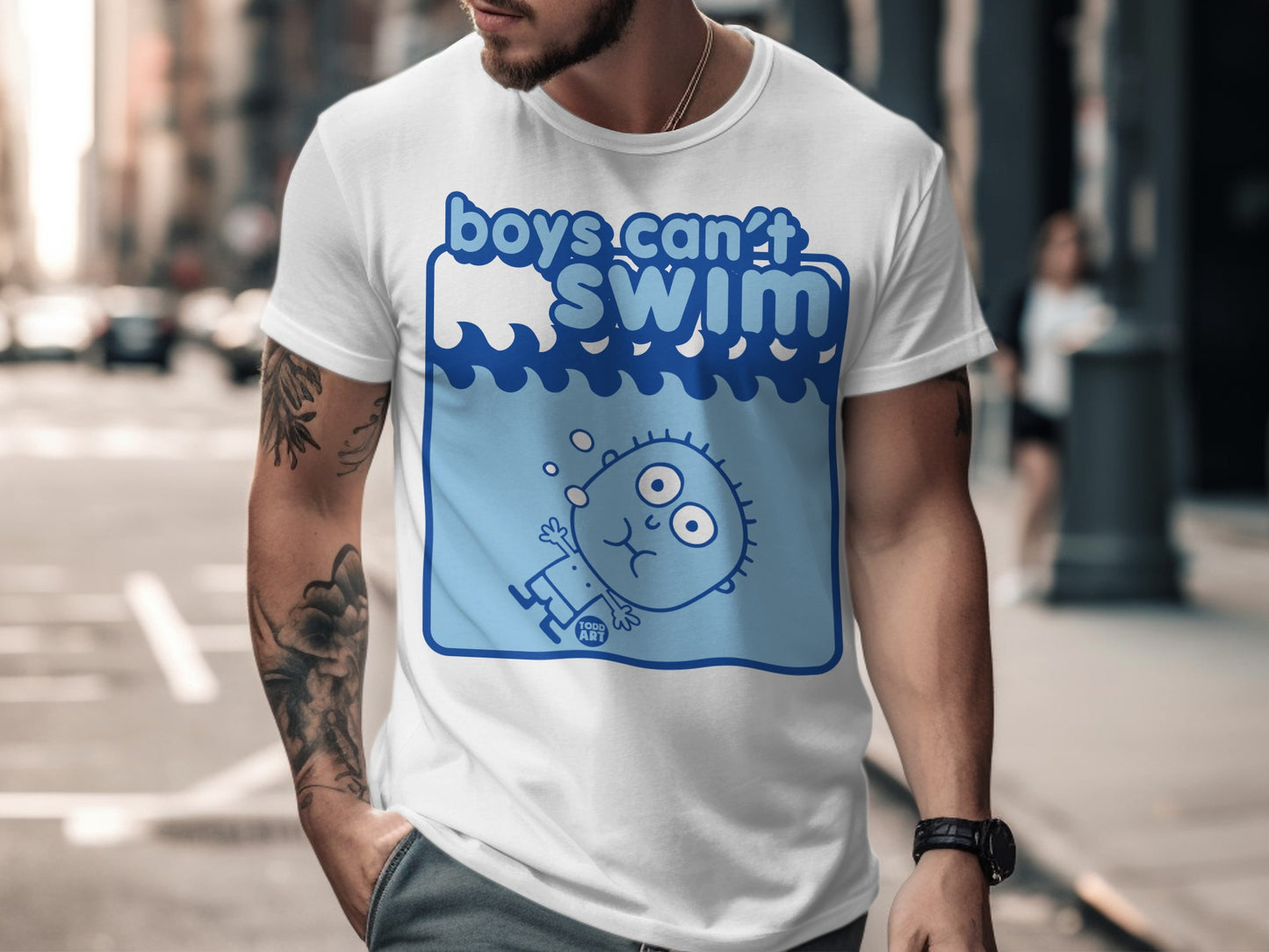 Boys Can't Swim Cartoon Graphic Tee product