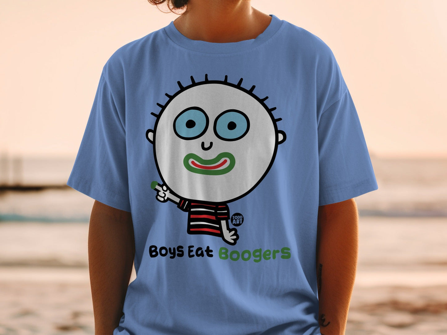 Boys Eat Boogers Cartoon Character T-Shirt