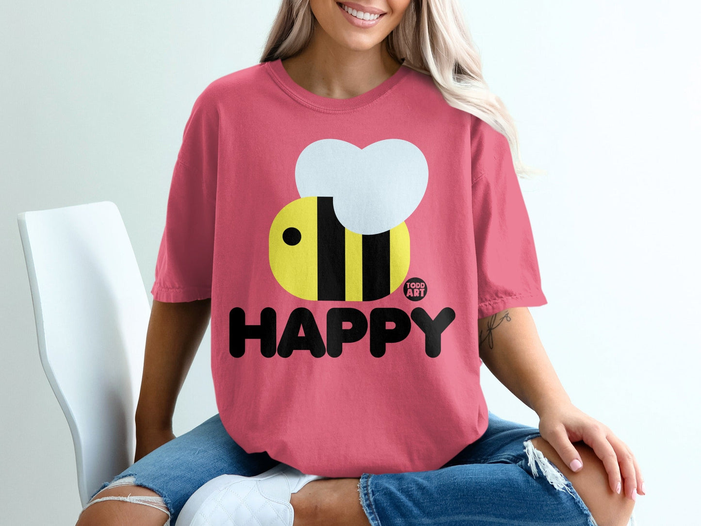 Happy Bumblebee Cute Graphic Oversized T-Shirt