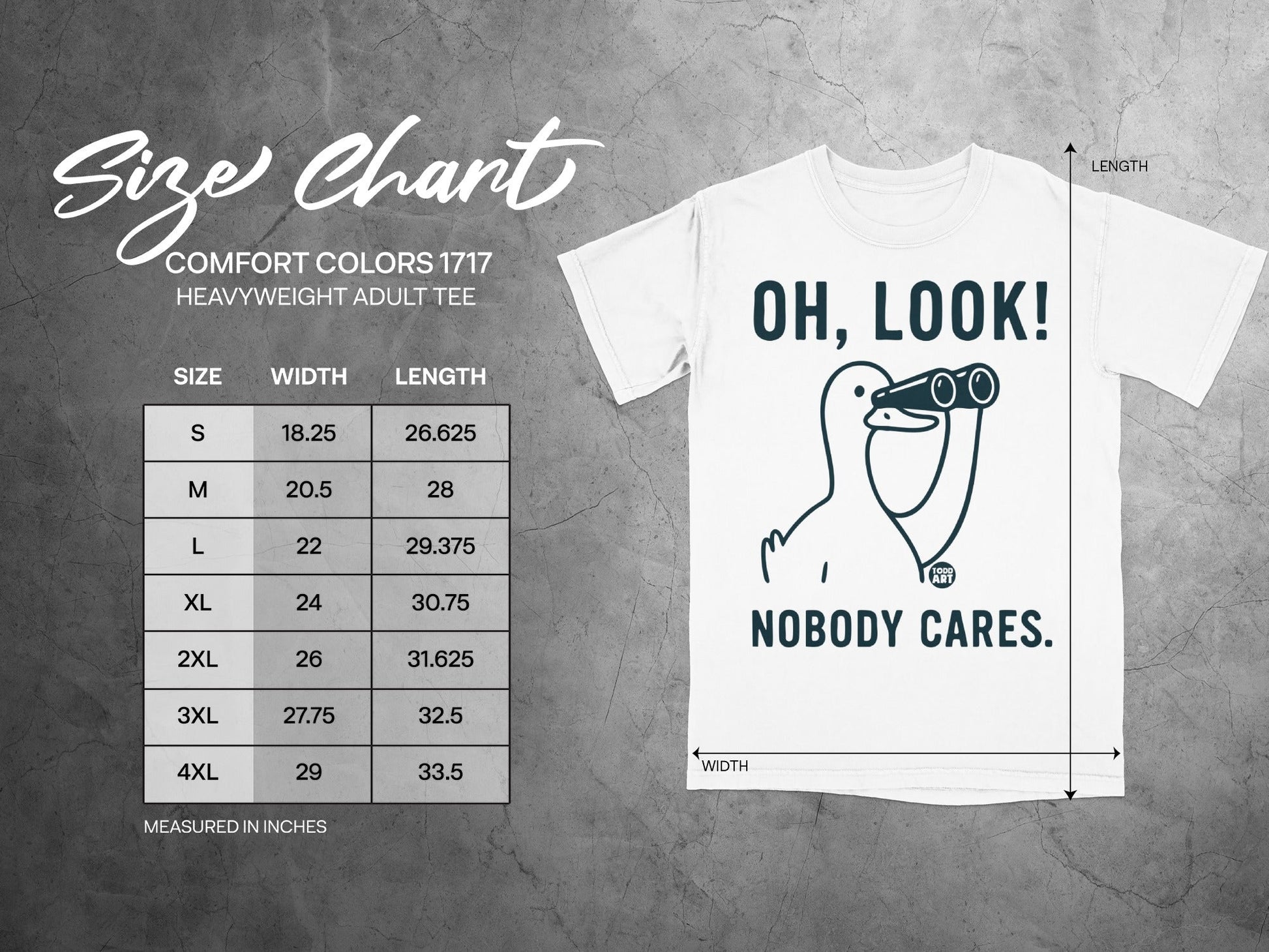 OH LOOK NOBODY CARES Funny Graphic Print Tee