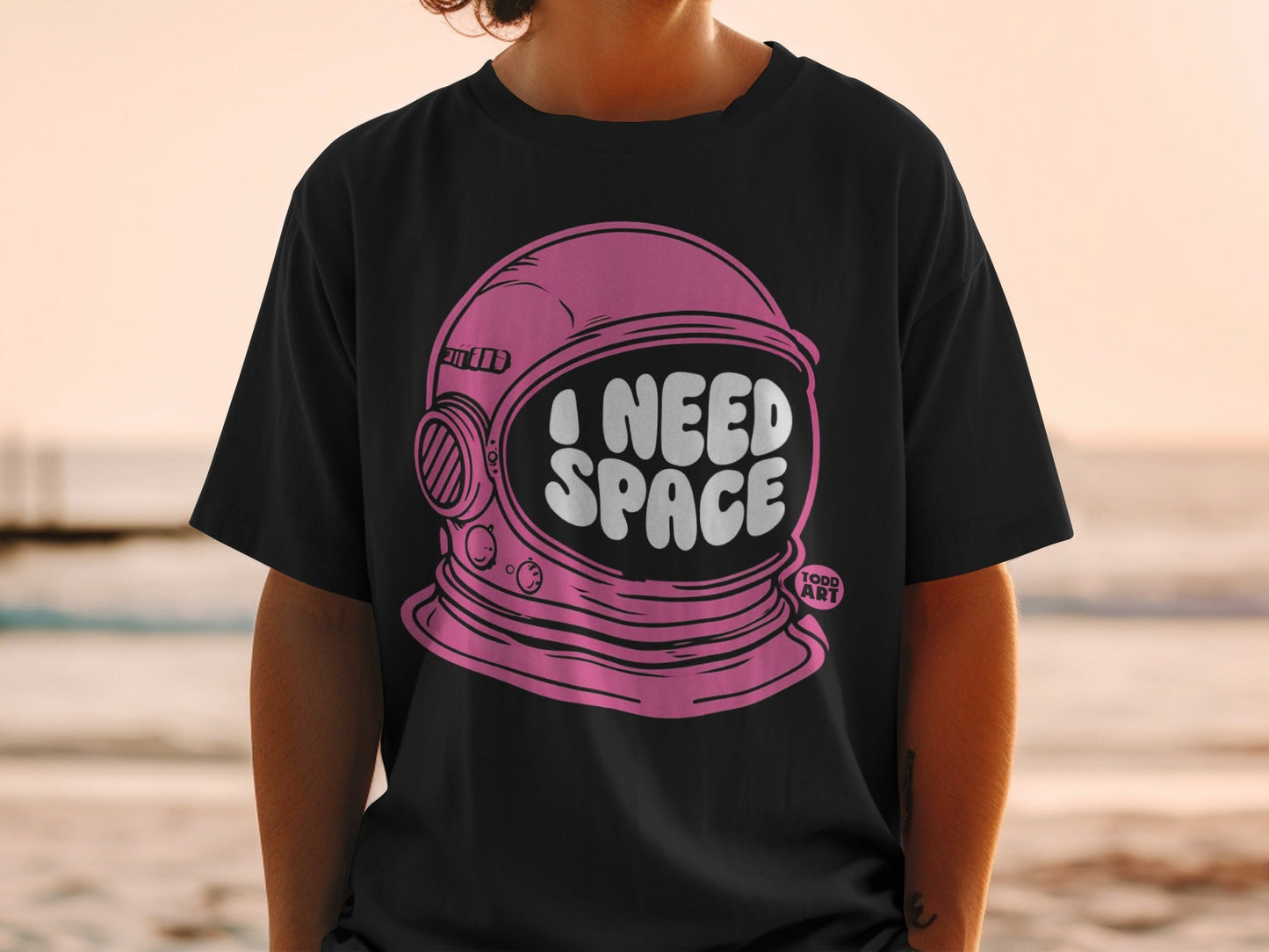 I Need Space Astronaut Helmet Funny Graphic Tee