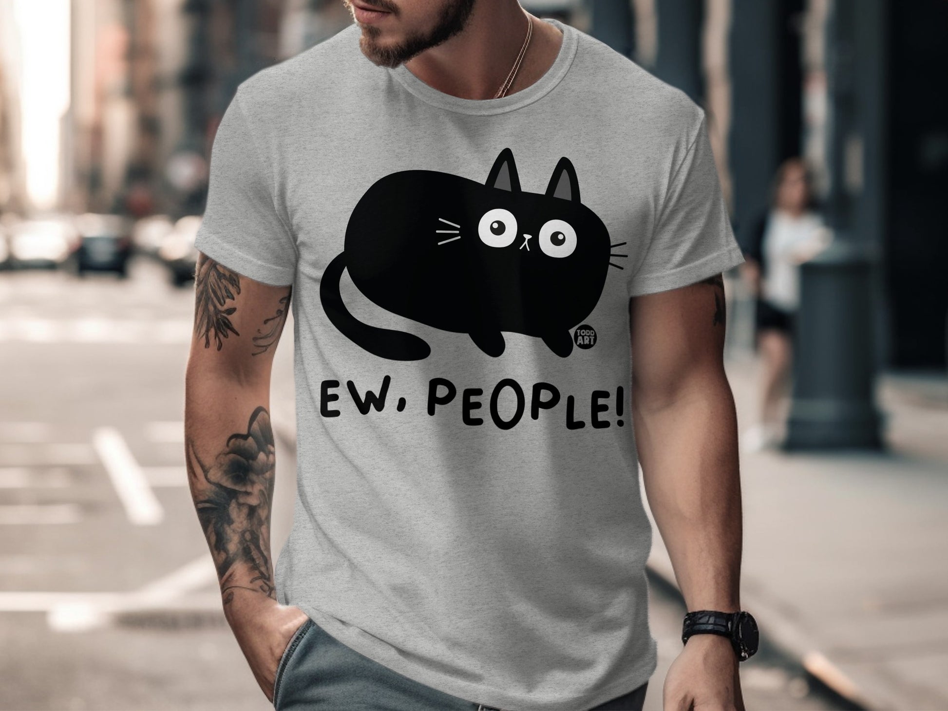 Ew People Cat T-Shirt Funny Graphic Tee Casual Wear