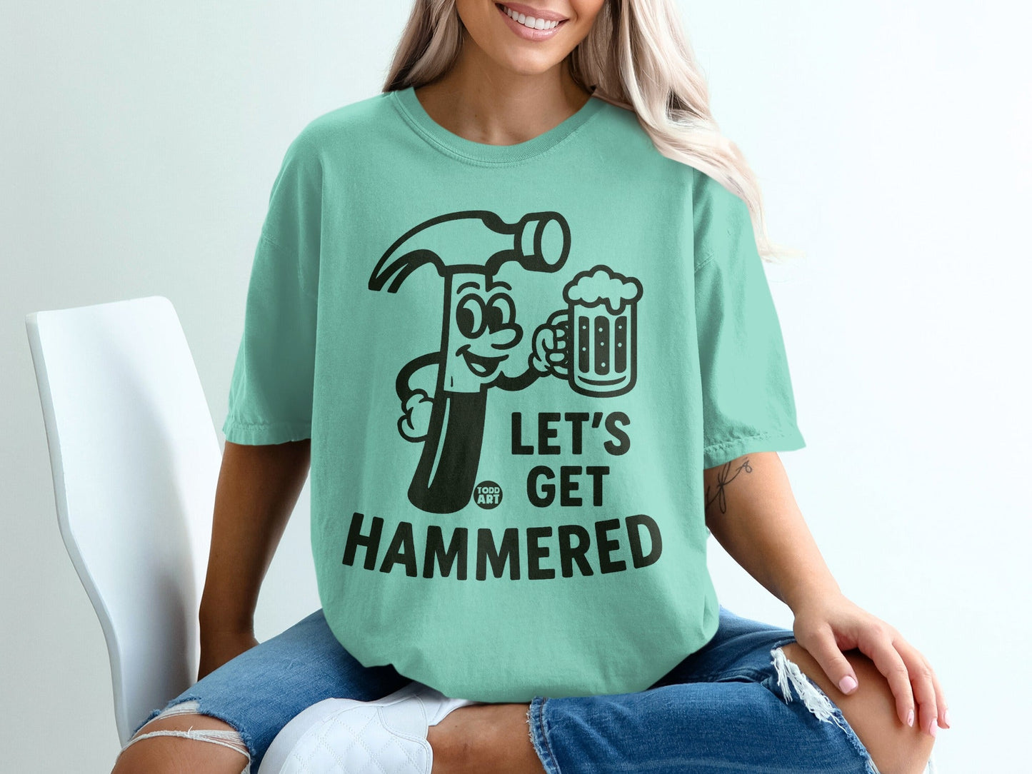Let's Get Hammered Fun Graphic Oversized Shirt