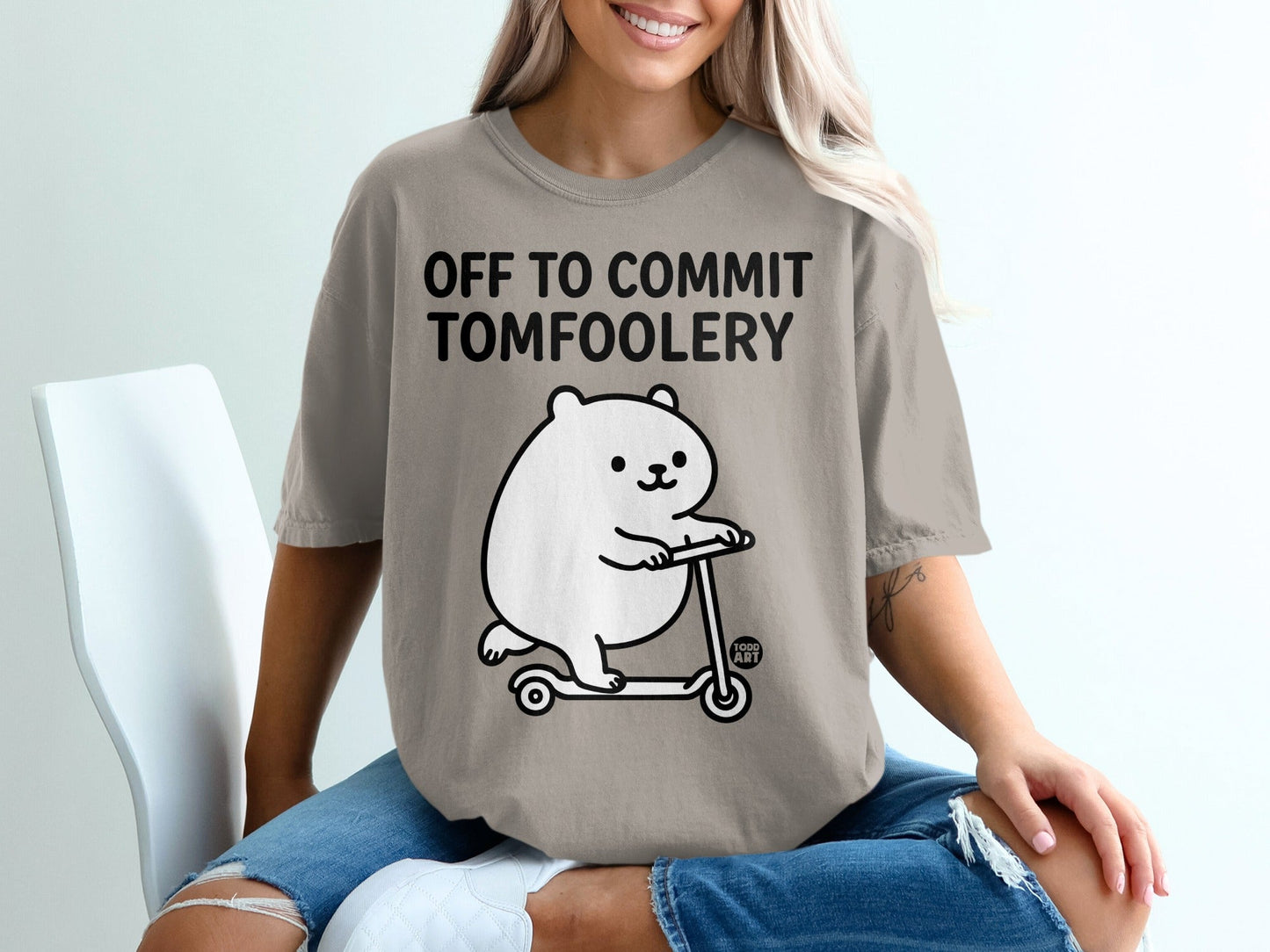 Off To Commit Tomfoolery Bear On Scooter Shirt