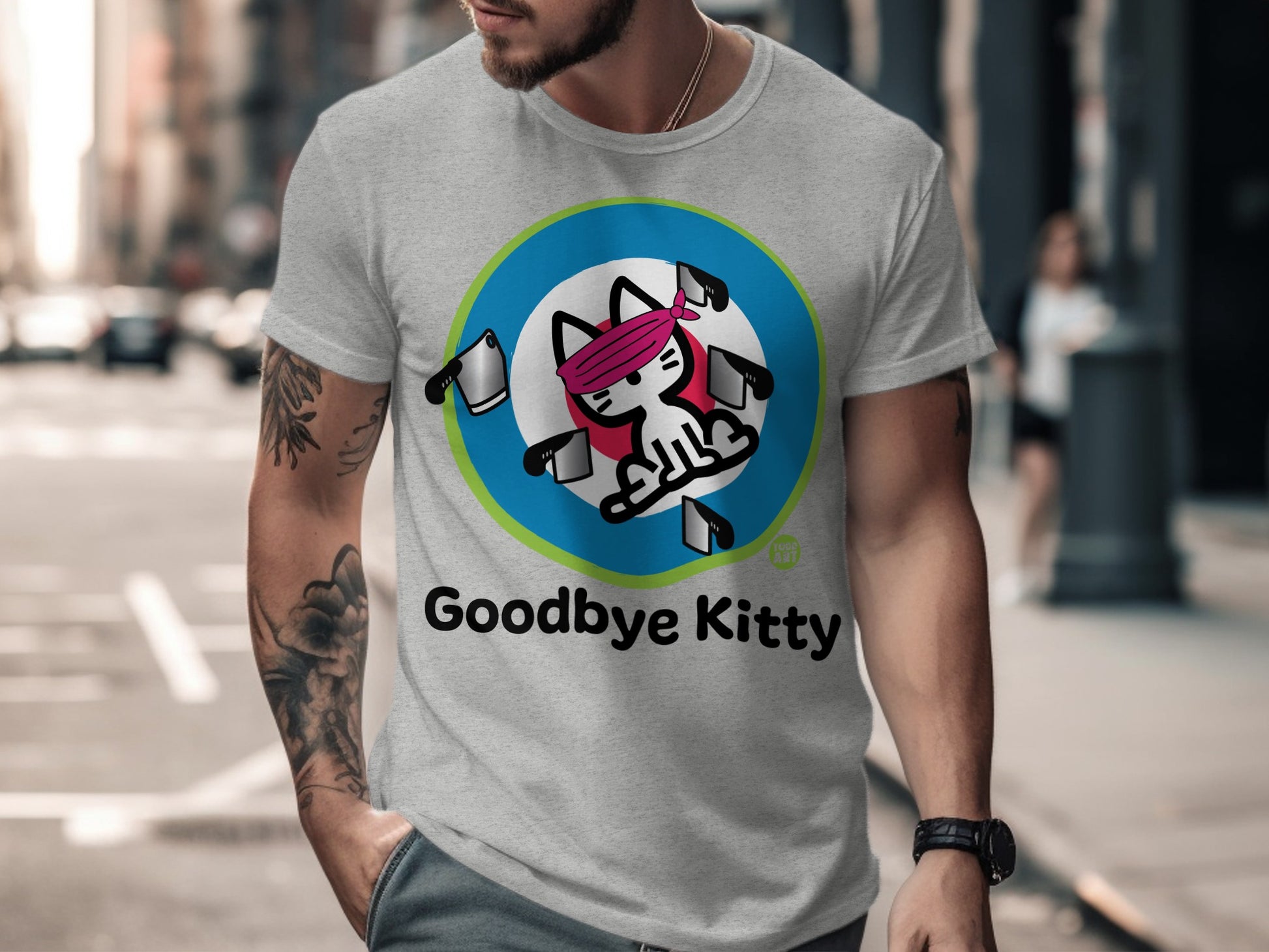 Funny Goodbye Kitty Graphic T-Shirt for Adults