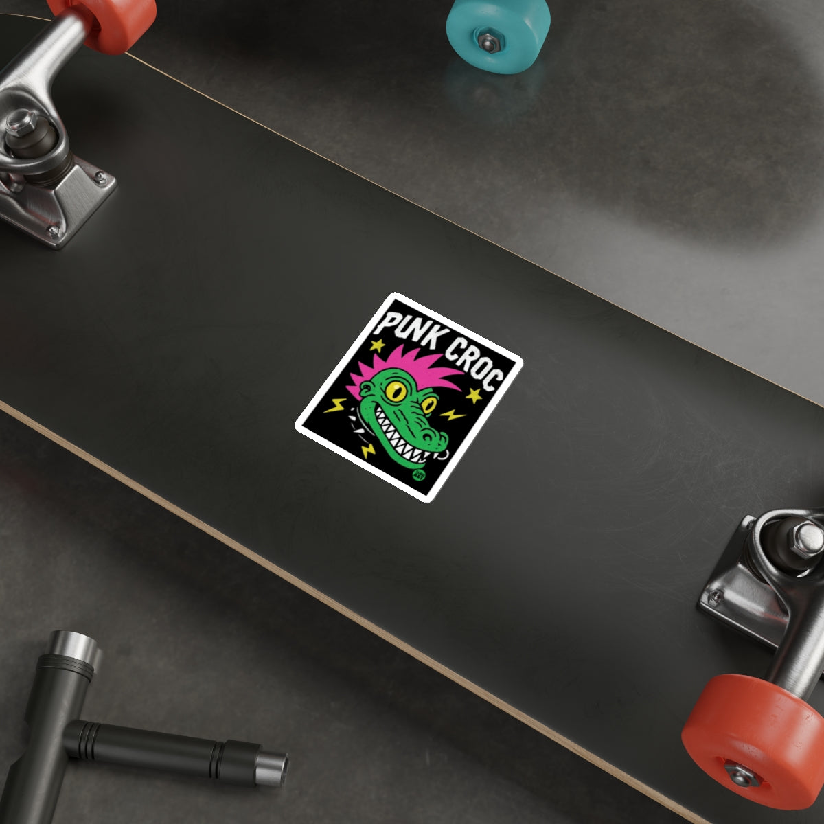 Punk Croc Green Alligator Pink Mohawk Lightning Bolt Sticker 