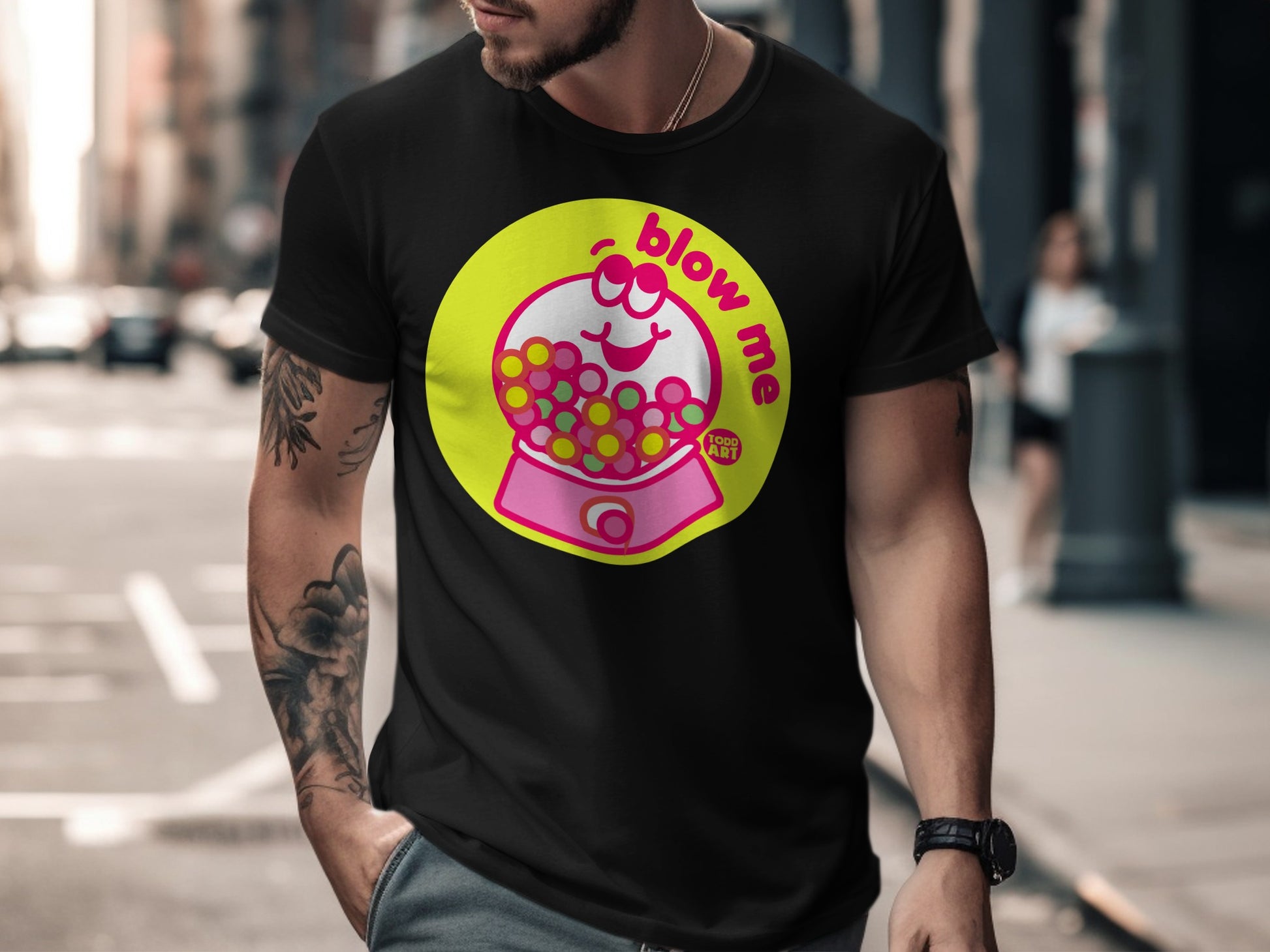 Blow Me Gumball Machine Cartoon Graphic T-shirt
