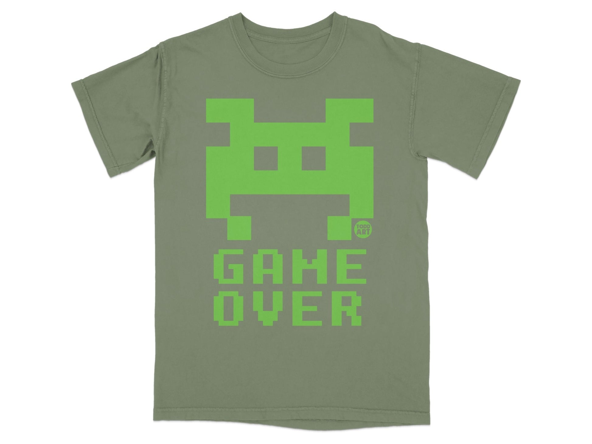 Game Over Green Pixelated Alien Design T-shirt
