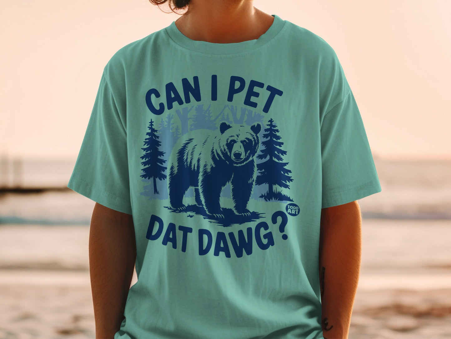 Can I Pet Dat Dawg Bear Graphic T-shirt