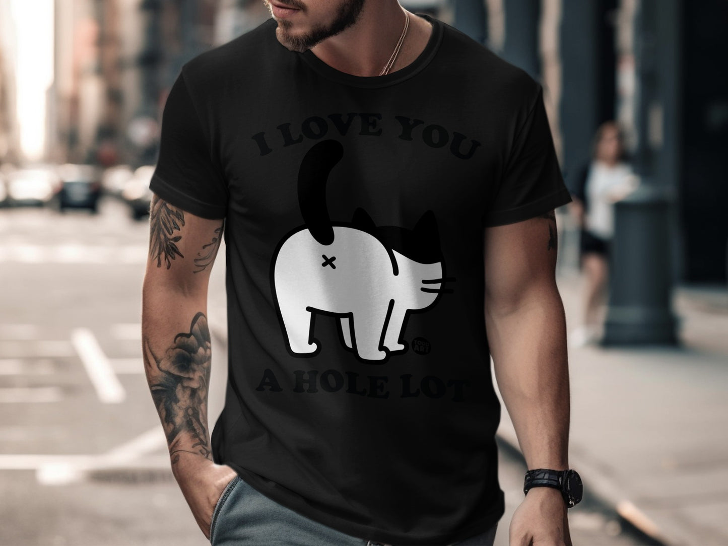 I Love You A Hole Lot Funny Cat Graphic T-Shirt