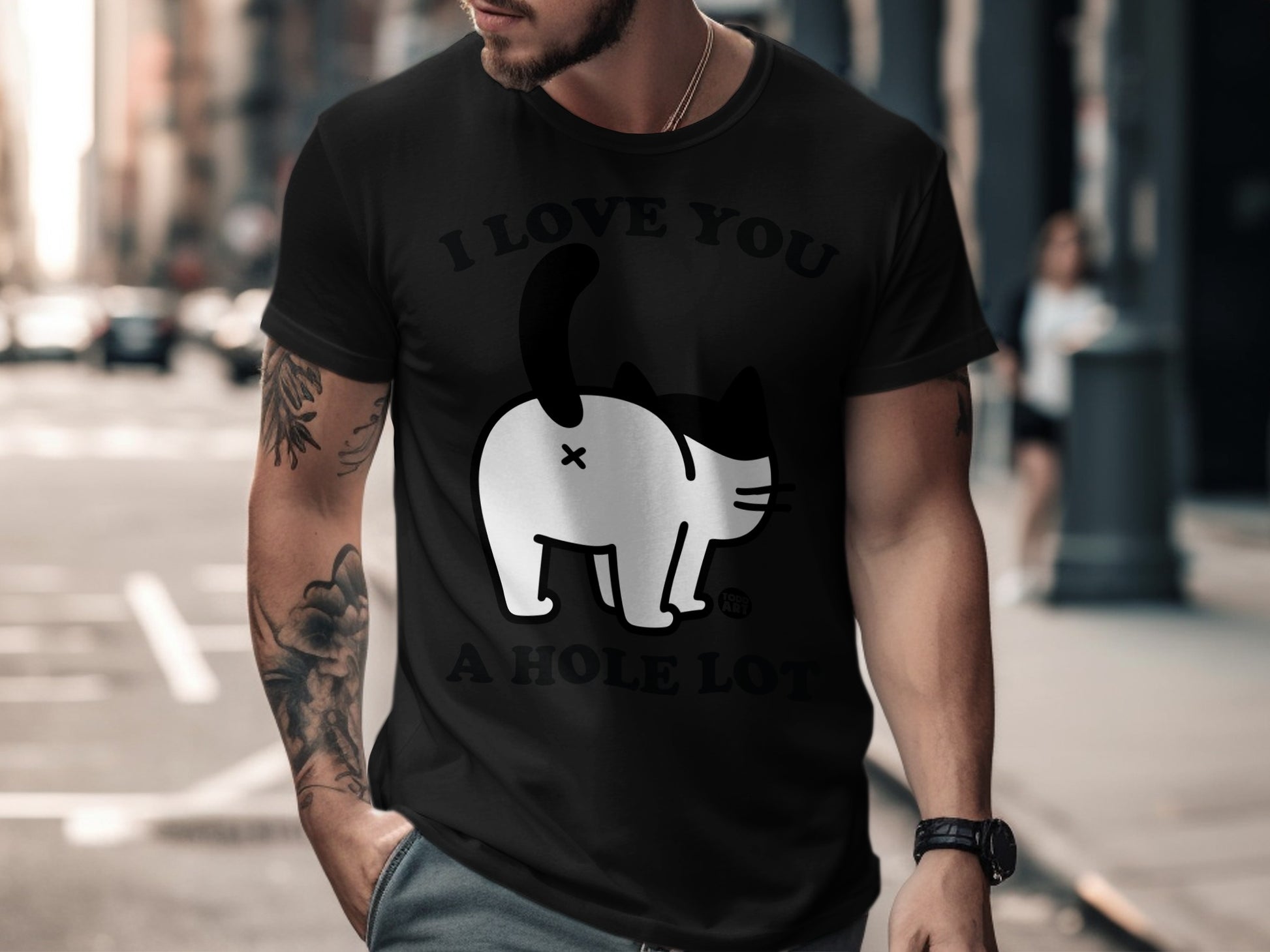 I Love You A Hole Lot Funny Cat Graphic T-Shirt