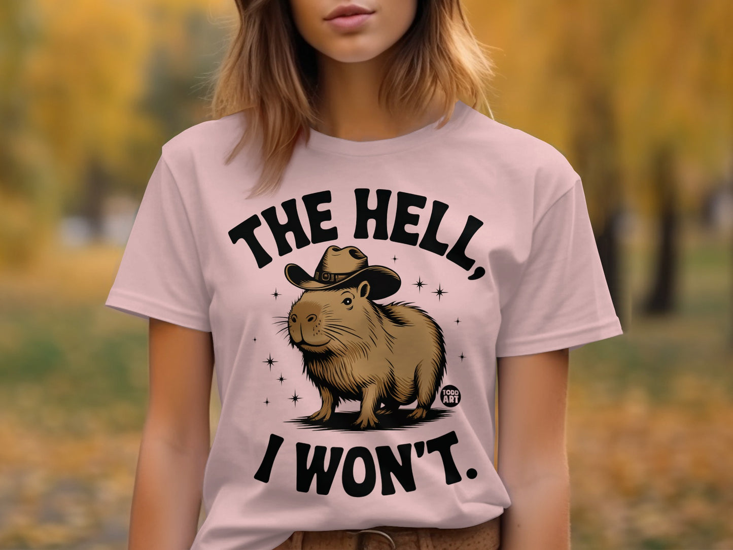The Hell I Won't Capybara Cowboy Themed Shirt