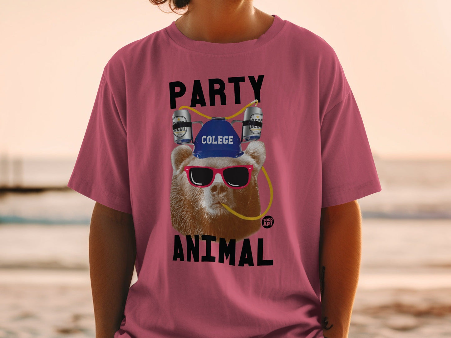 Party Animal College Bear Fun Graphic T-shirt