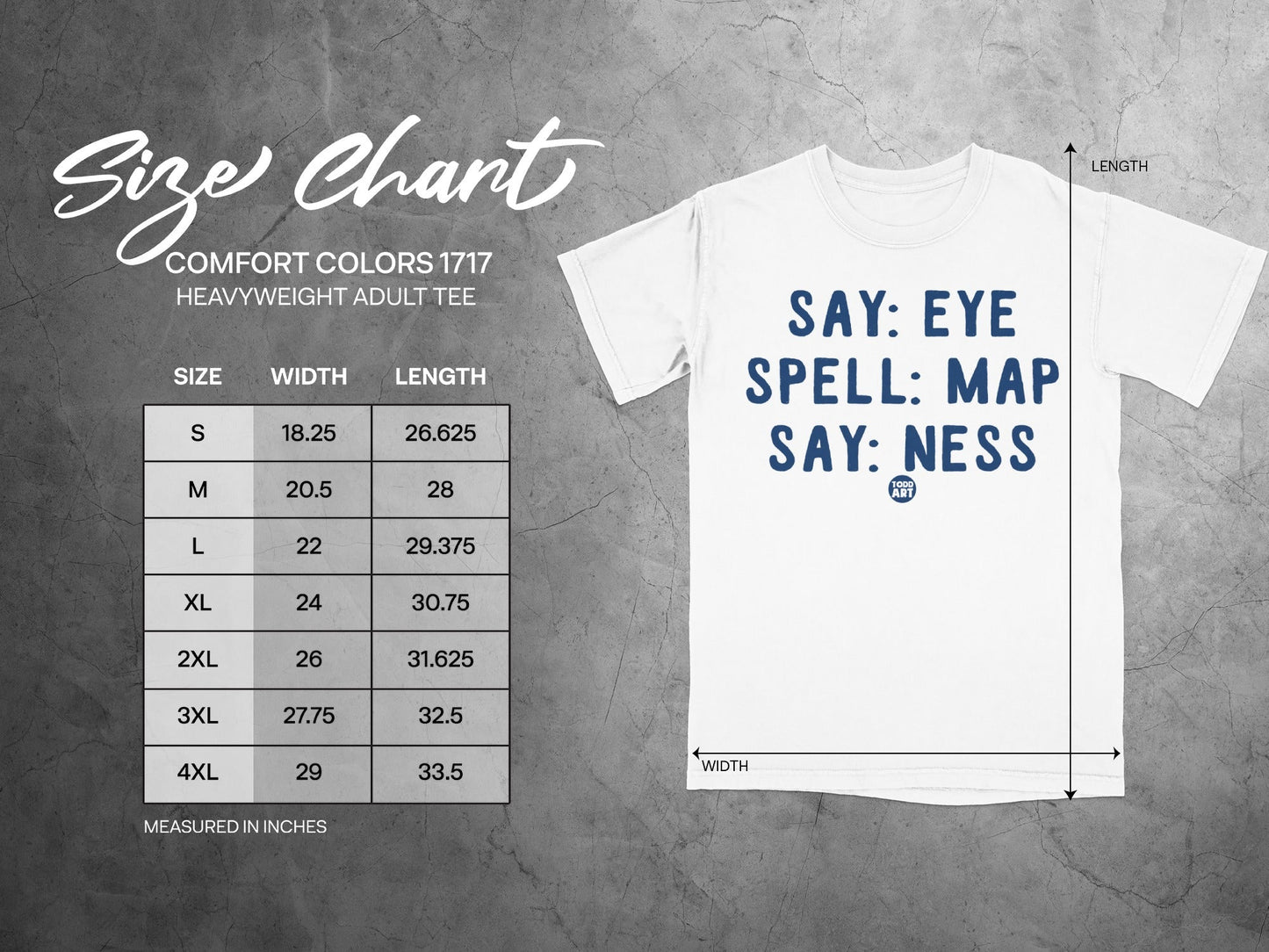 SAY EYE SPELL MAP SAY NESS Heavyweight Adult Tee