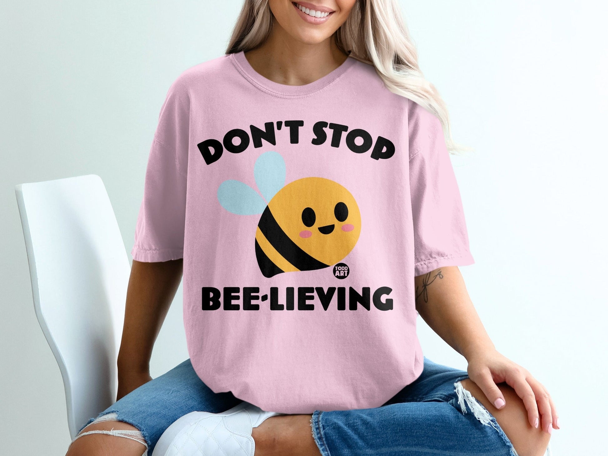 Don't Stop Bee-lieving Cute Bumblebee Graphic Tee