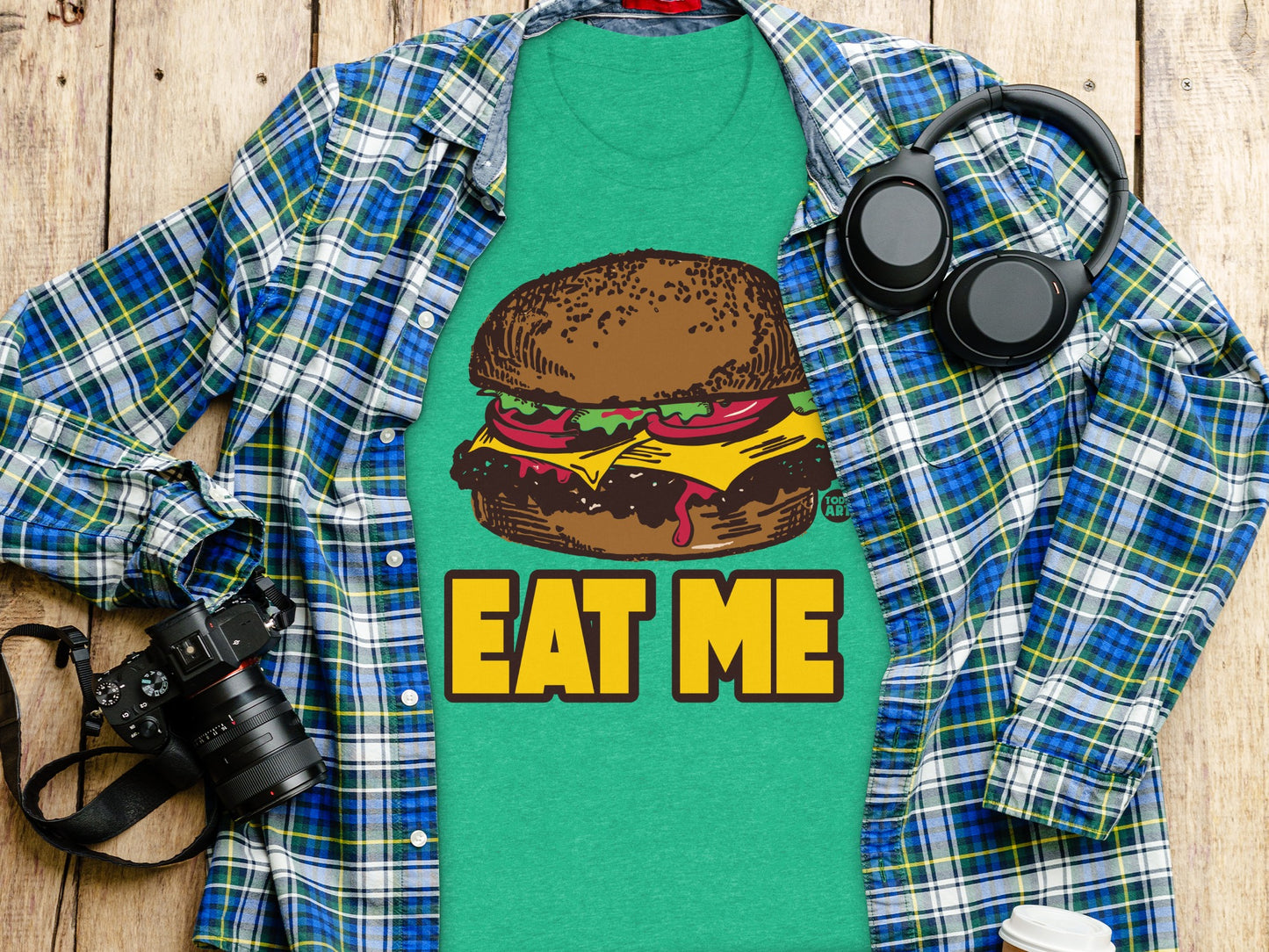 Eat Me Funny Burger Graphic T-Shirt for Food Lovers