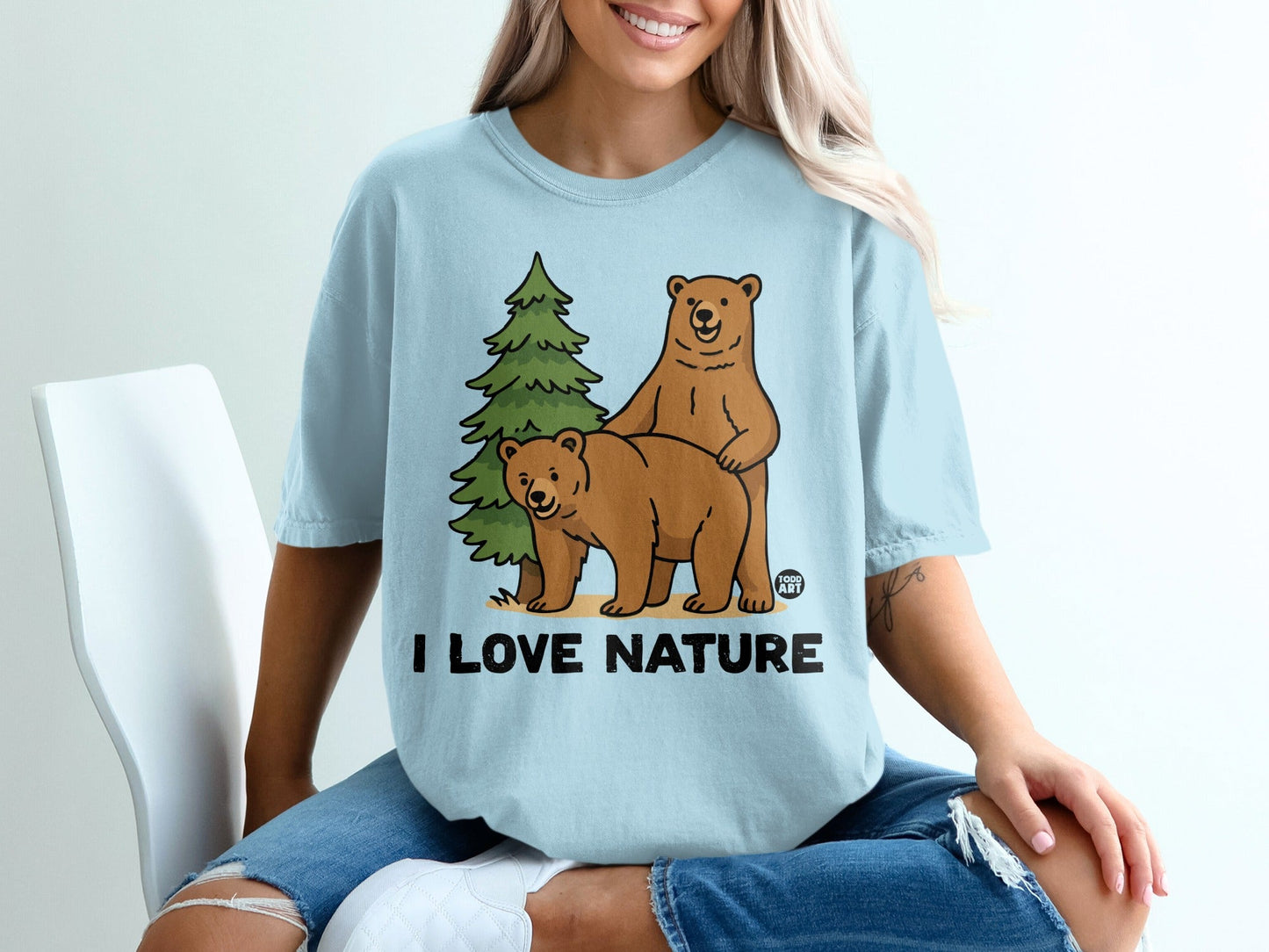 Fun and Playful I Love Nature Bears Graphic Shirt