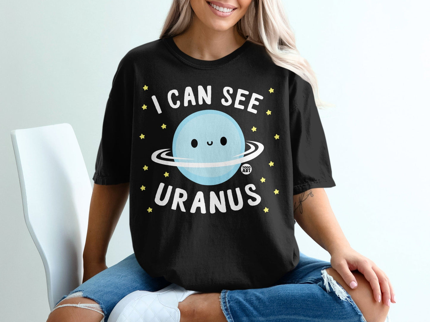 I Can See Uranus Black Graphic T-Shirt for Sale
