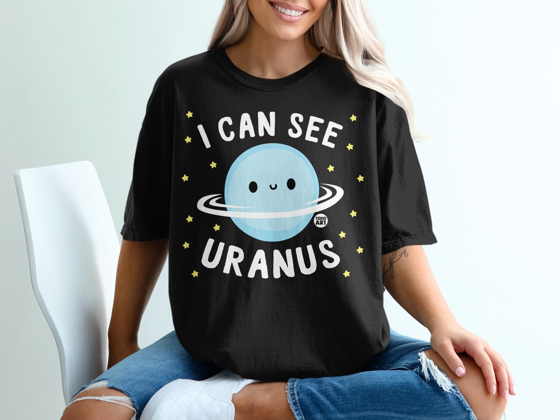 I Can See Uranus Black Graphic T-Shirt for Sale