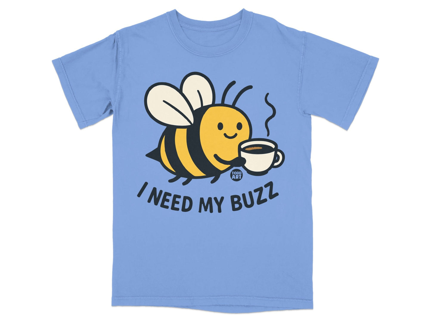 I Need My Buzz Cute Bee with Coffee Graphic T-shirt