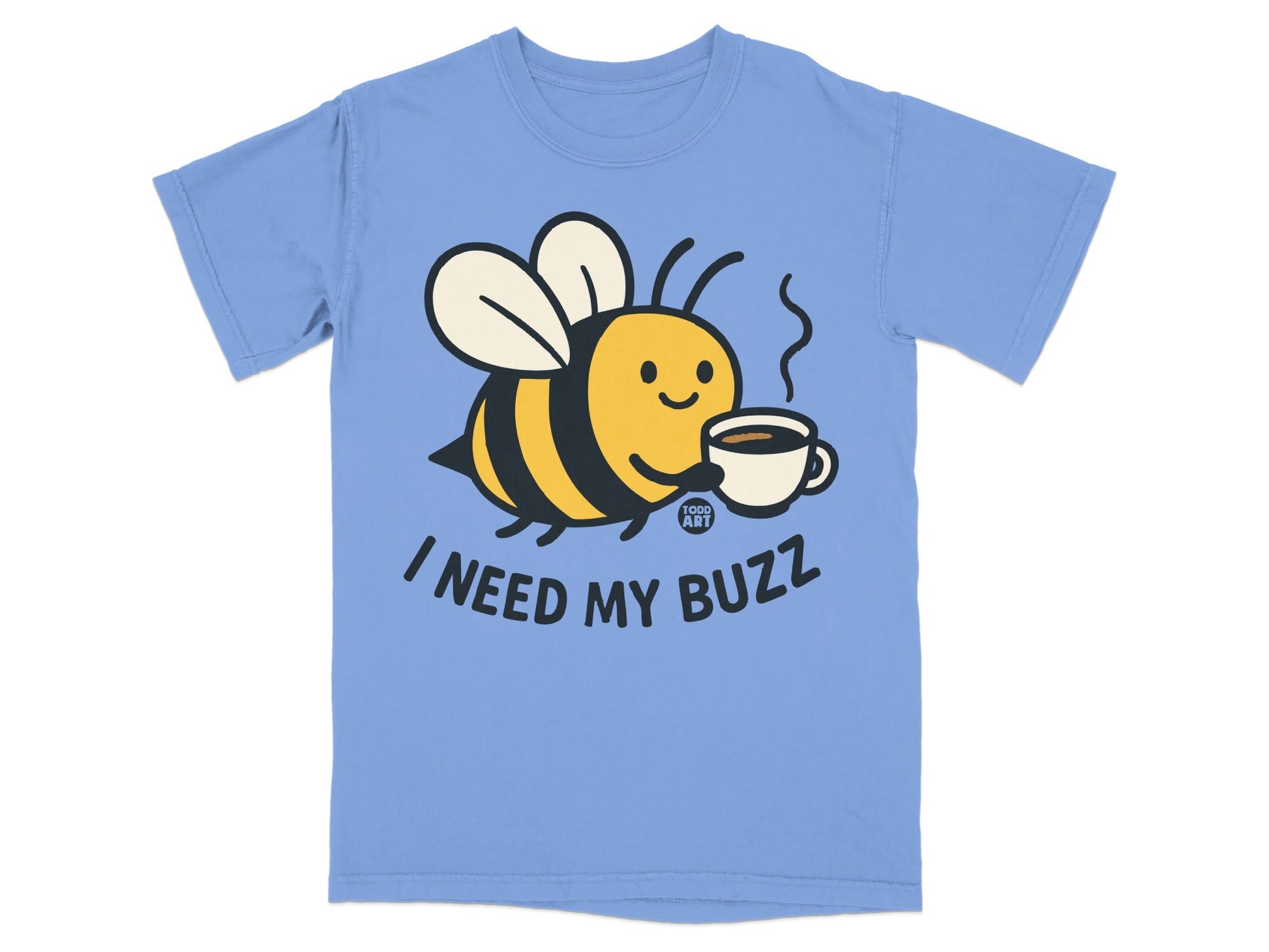 I Need My Buzz Cute Bee with Coffee Graphic T-shirt