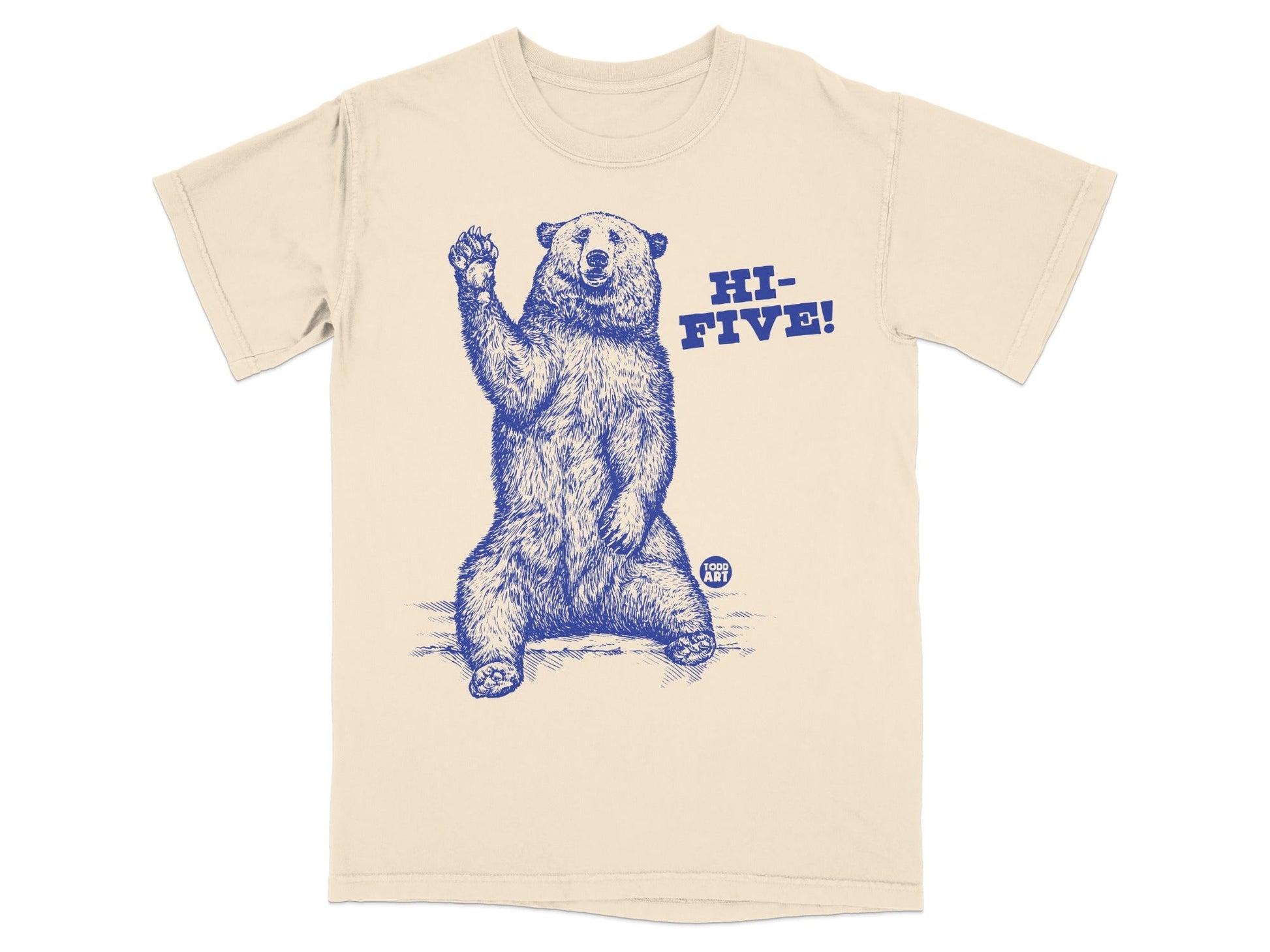 HI-FIVE Bear Print T-Shirt Fun Graphic Design Tee