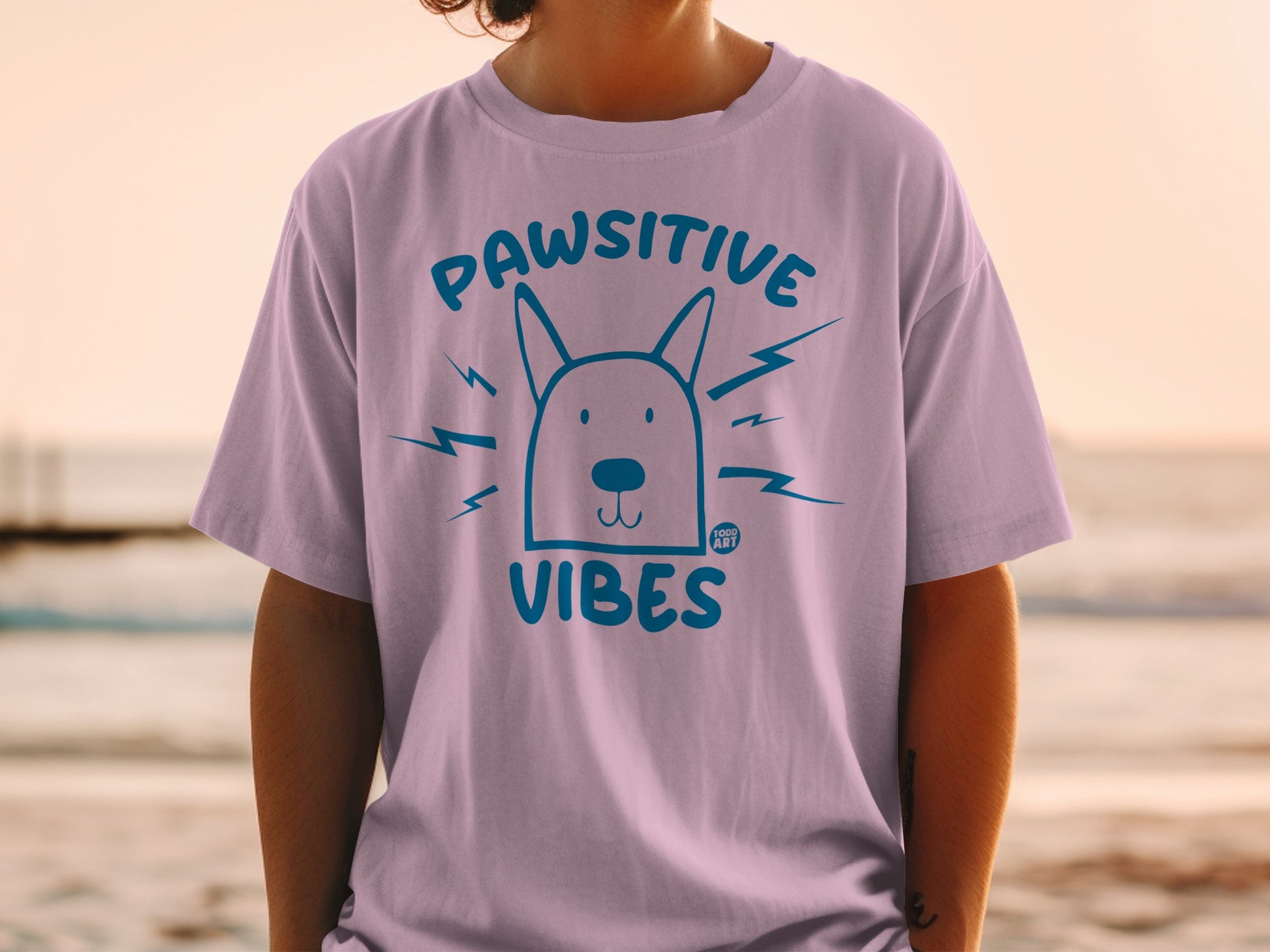 Pawsitive Vibes Cute Dog Graphic T-Shirt