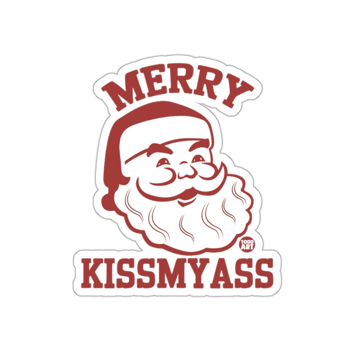 Merry Kissmyass Funny Santa Sticker Holiday Decor