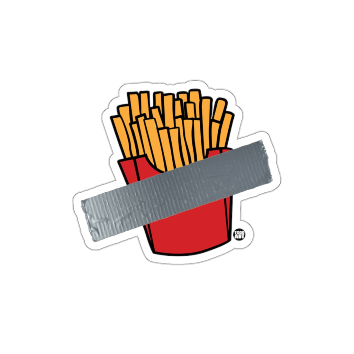 Fries Duct Tape Humorous Vinyl Sticker for Laptops