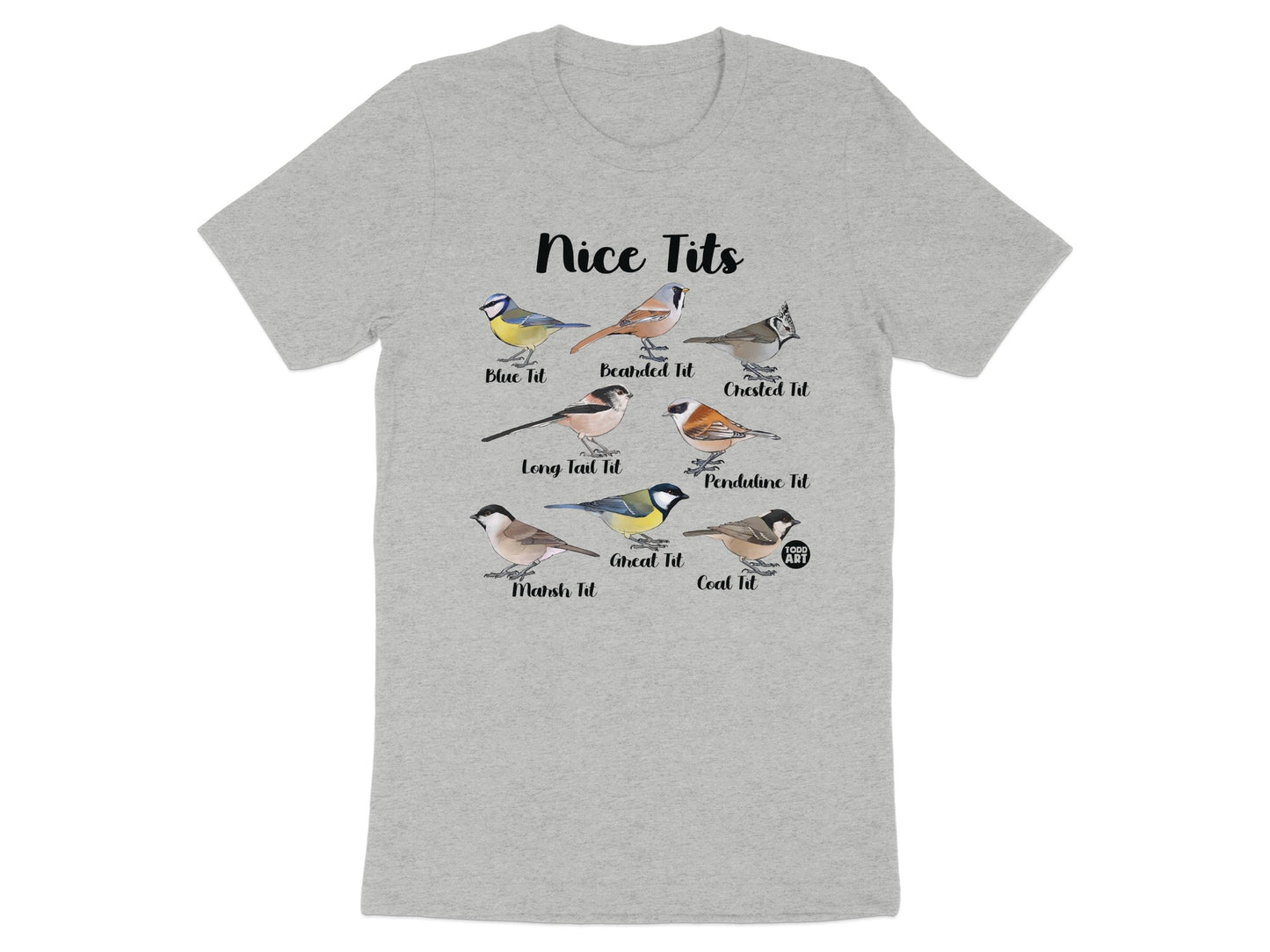 Nice Tits Bird Species Illustration Graphic T-Shirt