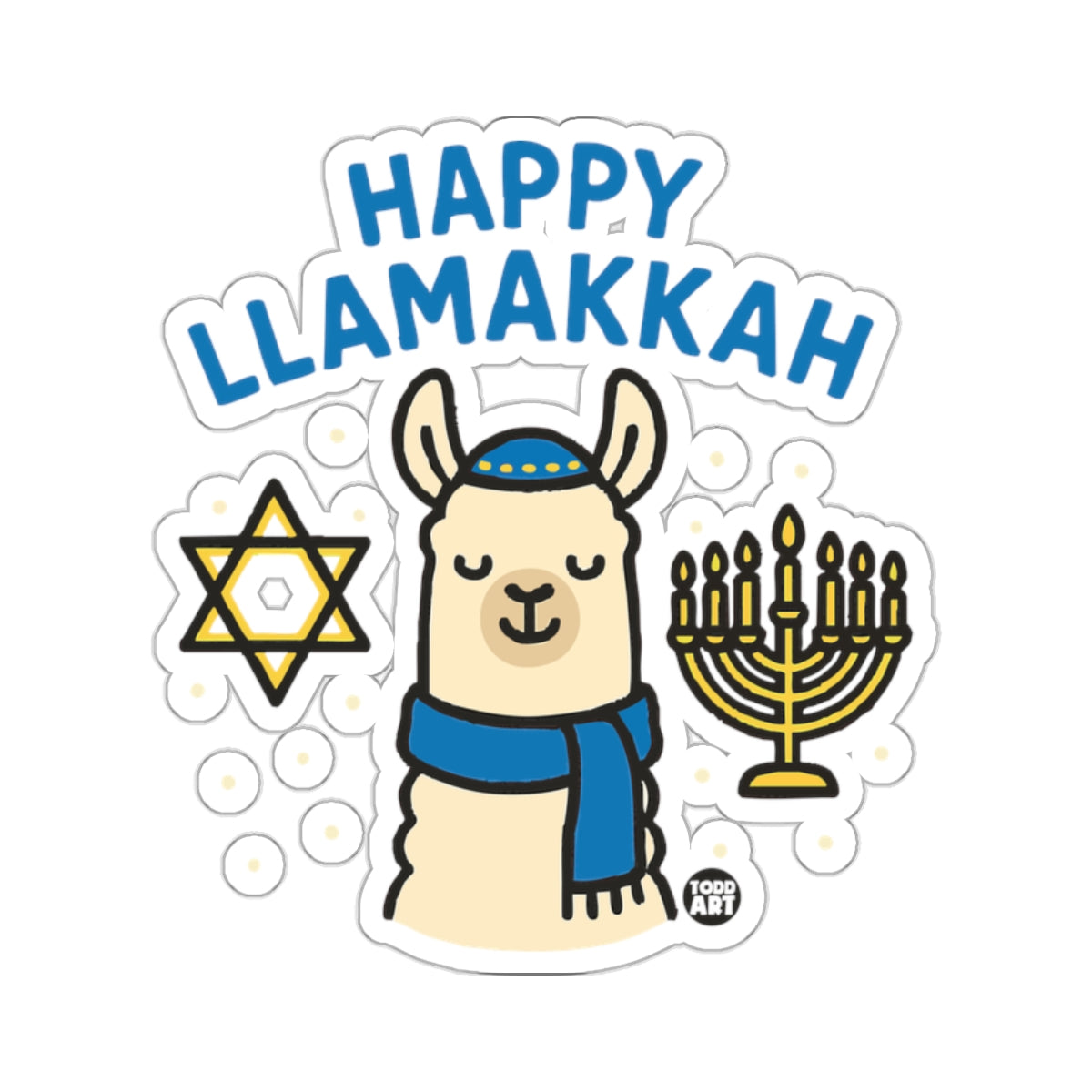 Happy Llamakkah Llama Menorah Star David 