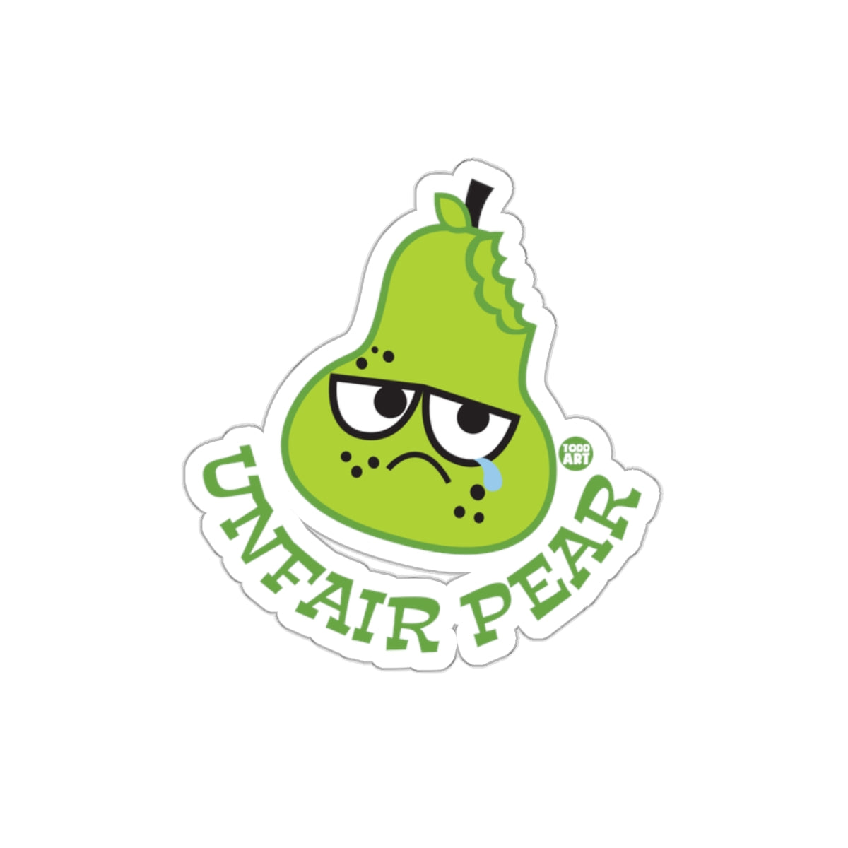 Unfair Pear Cartoon Sticker for Whimsical Decor
